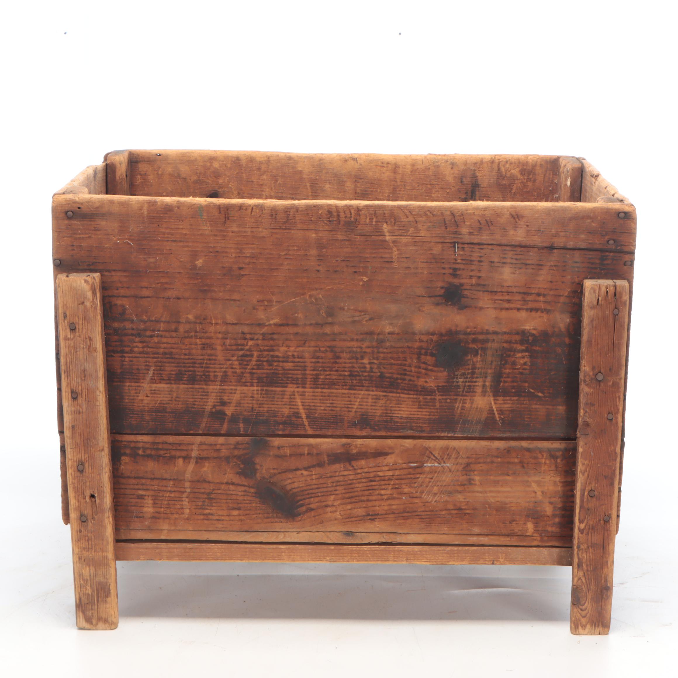Hand-Crafted Pine Crate With Legs