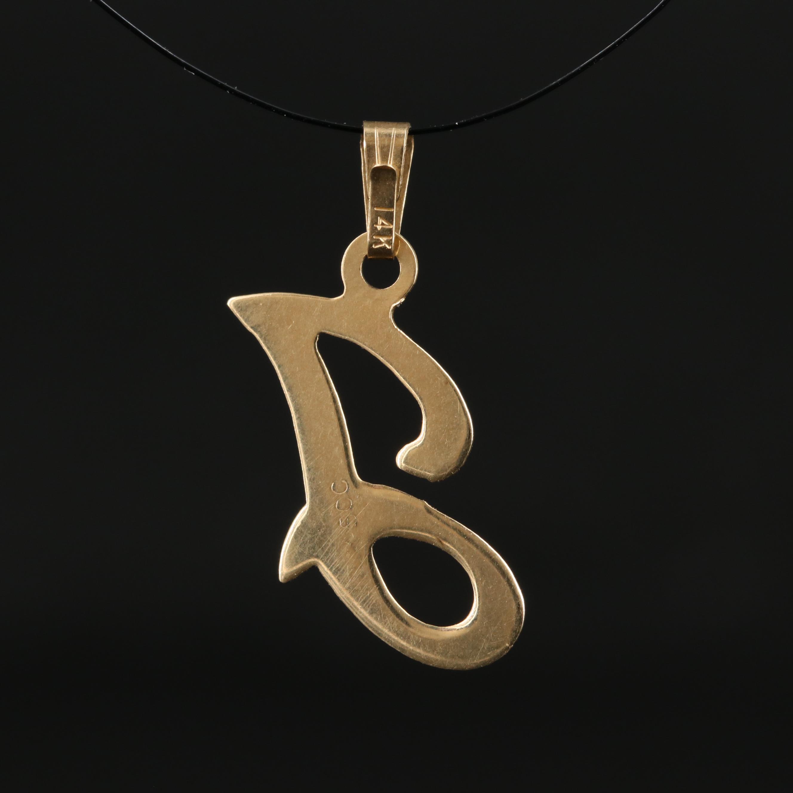 14K Cursive Letter "J" Pendant