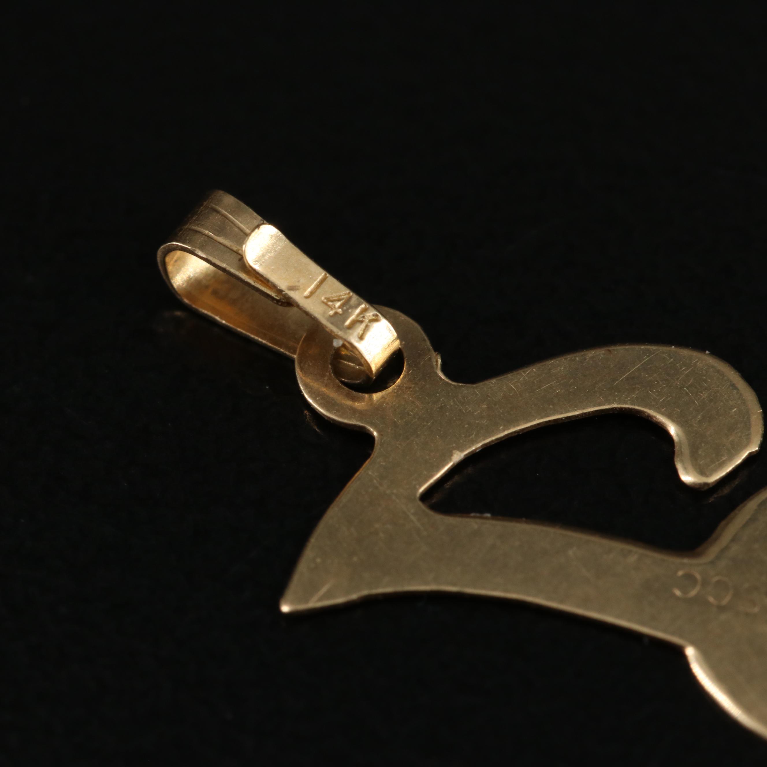 14K Cursive Letter "J" Pendant