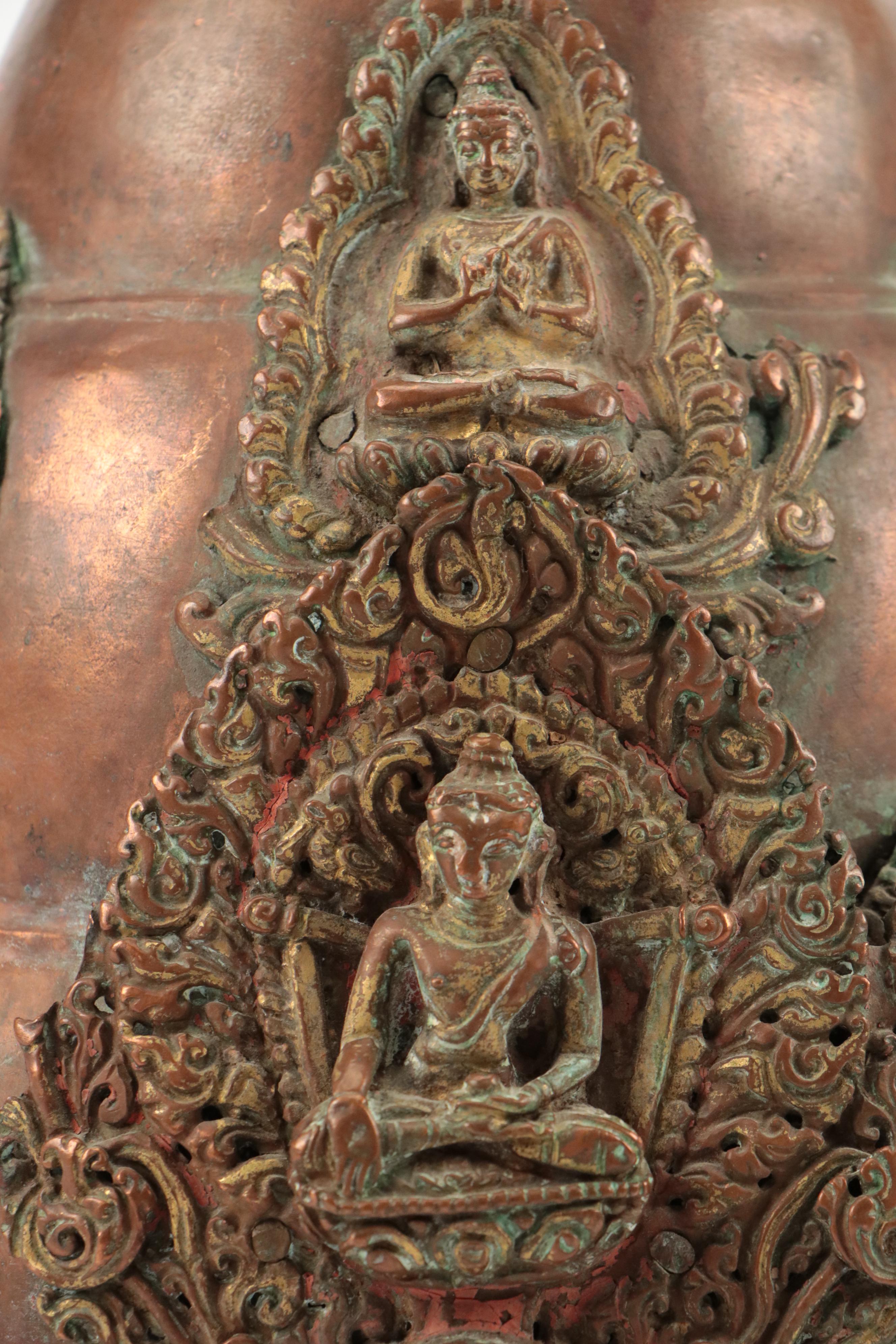 Nepalese Copper Priest's Ritual Helmet, Antique