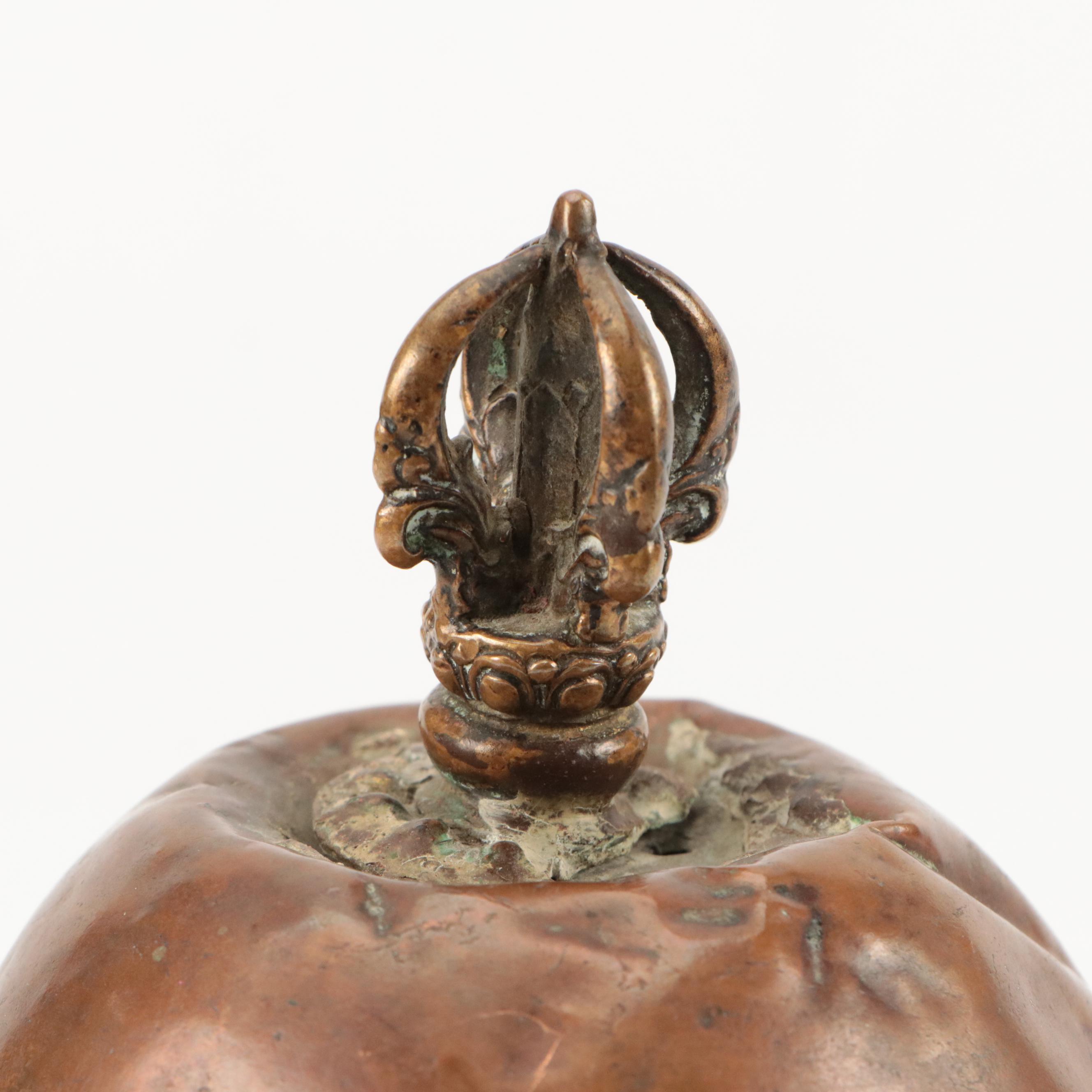 Nepalese Copper Priest's Ritual Helmet, Antique