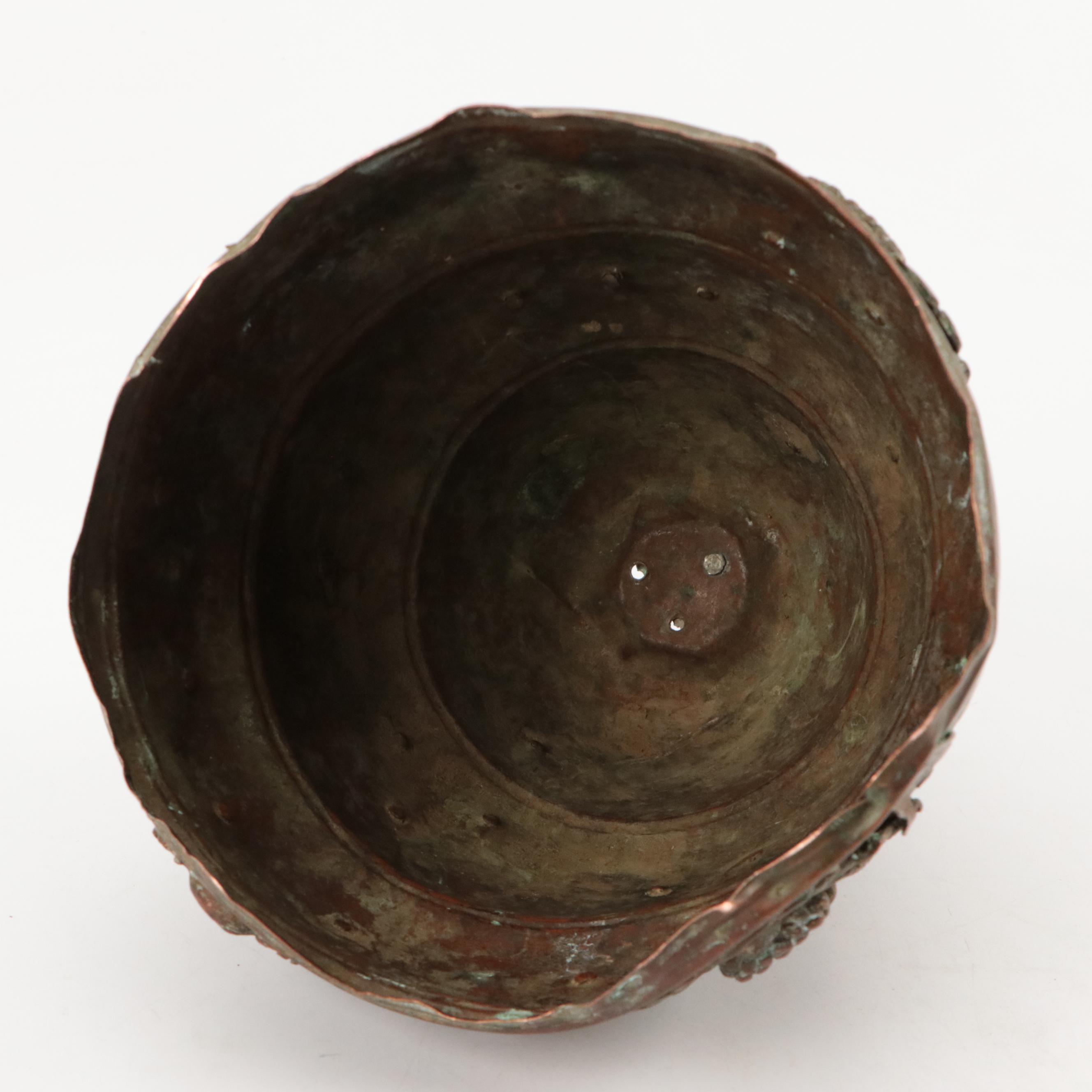 Nepalese Copper Priest's Ritual Helmet, Antique