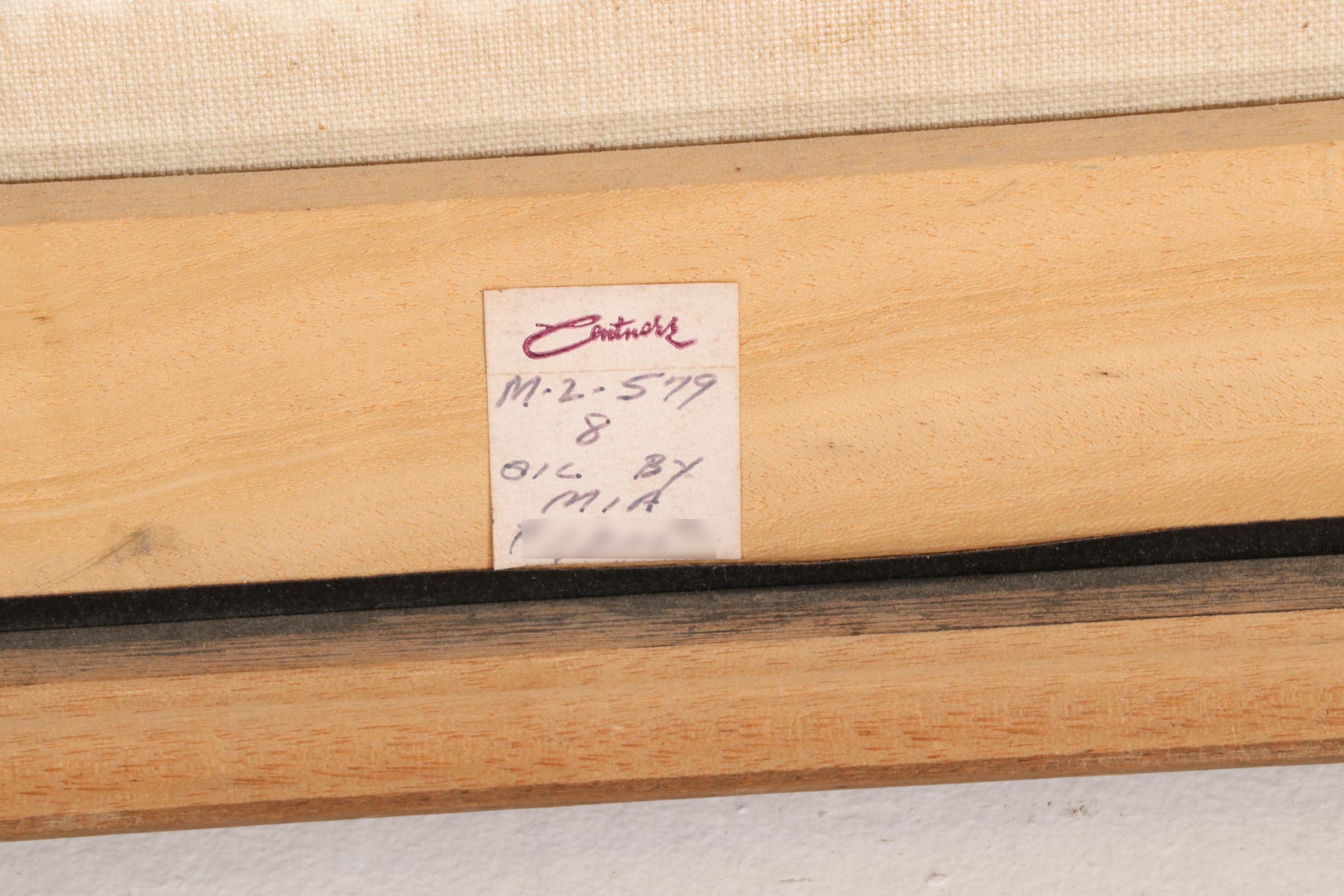 Mia Landscape Oil Painting Forest Creek in Winter, Mid to Late 20th Century