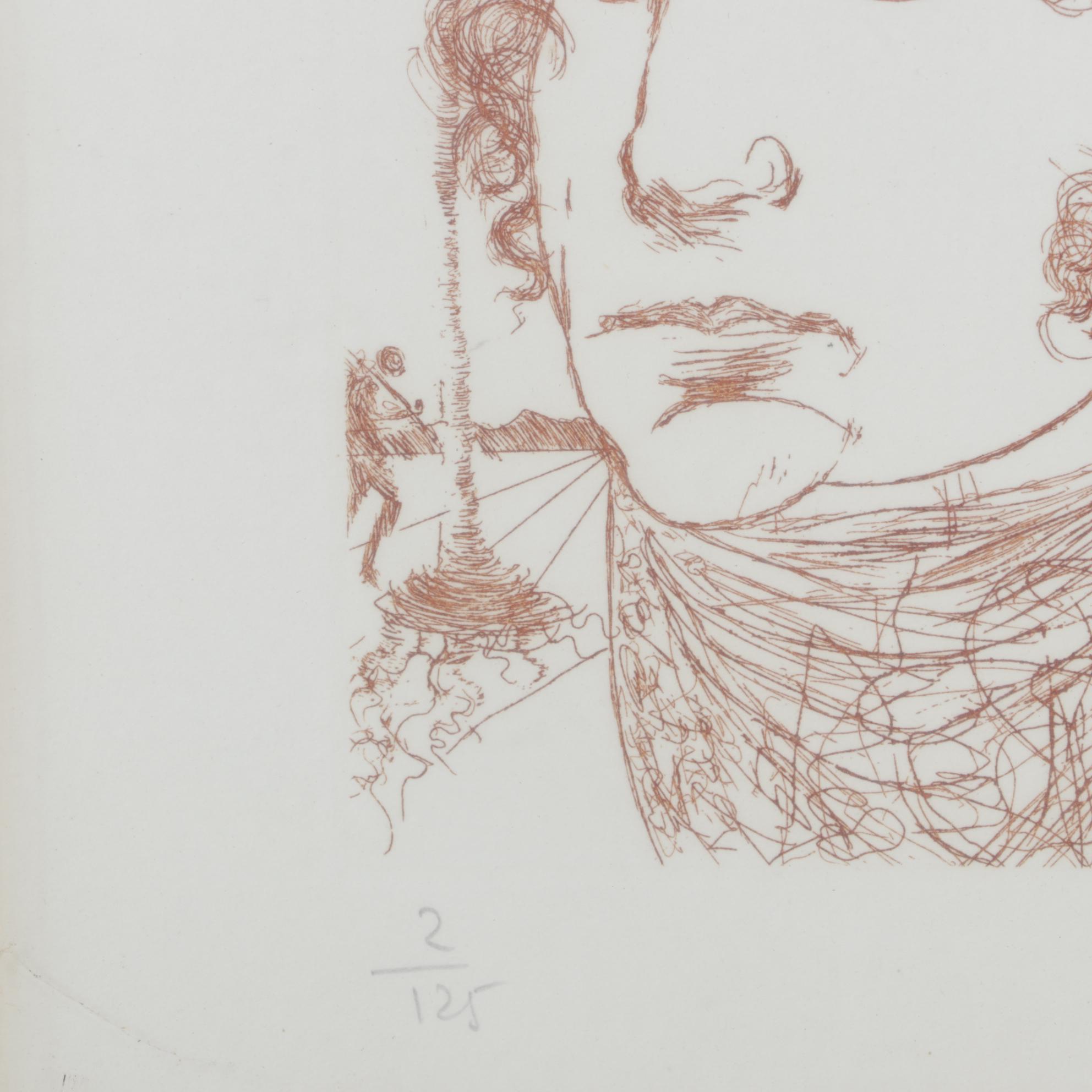 Salvador Dalí Sepia Etching "George Washington," 1967