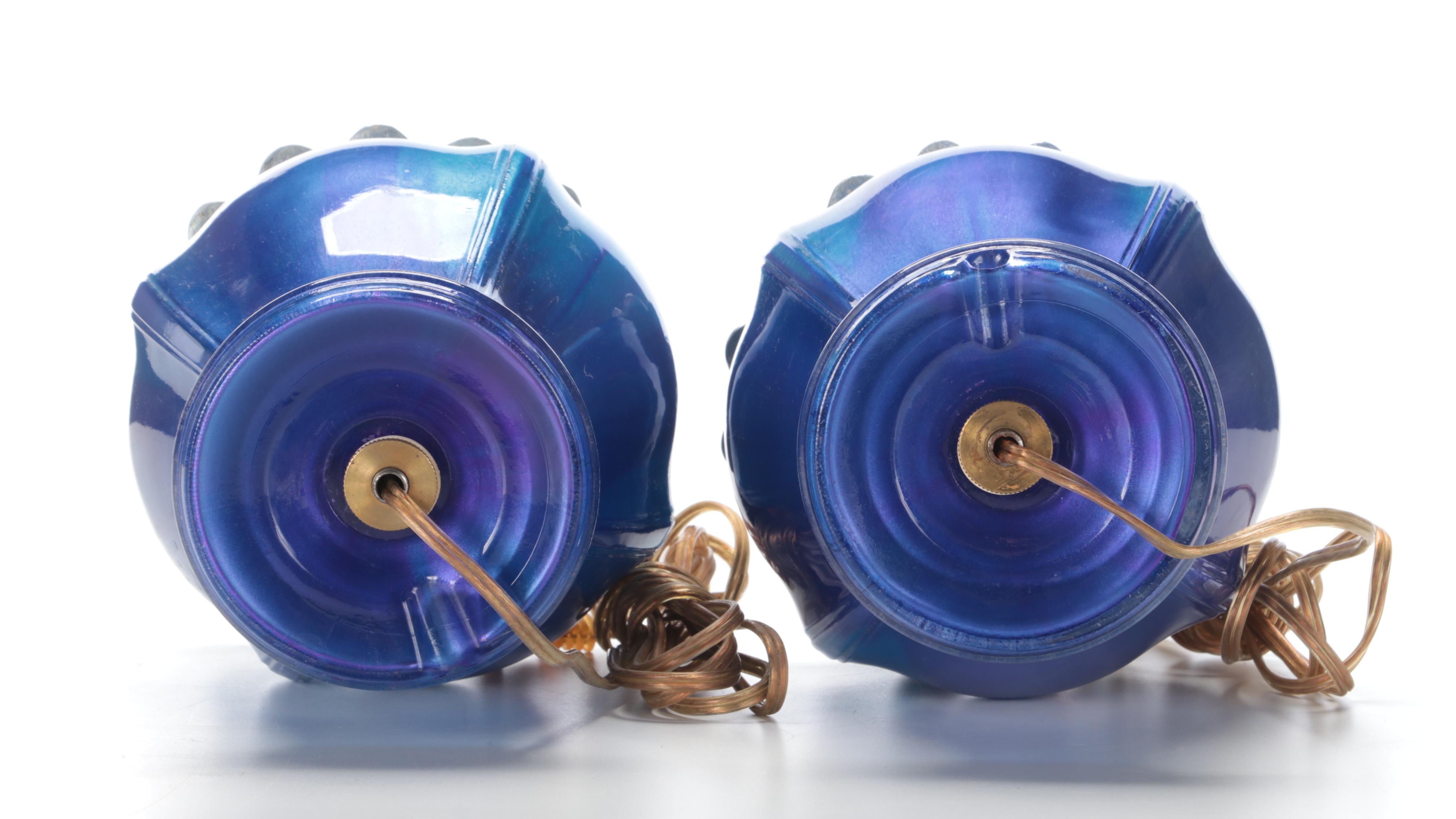 Alden Willard Cole Torchiere Lamps on Painted Cast Iron Stands