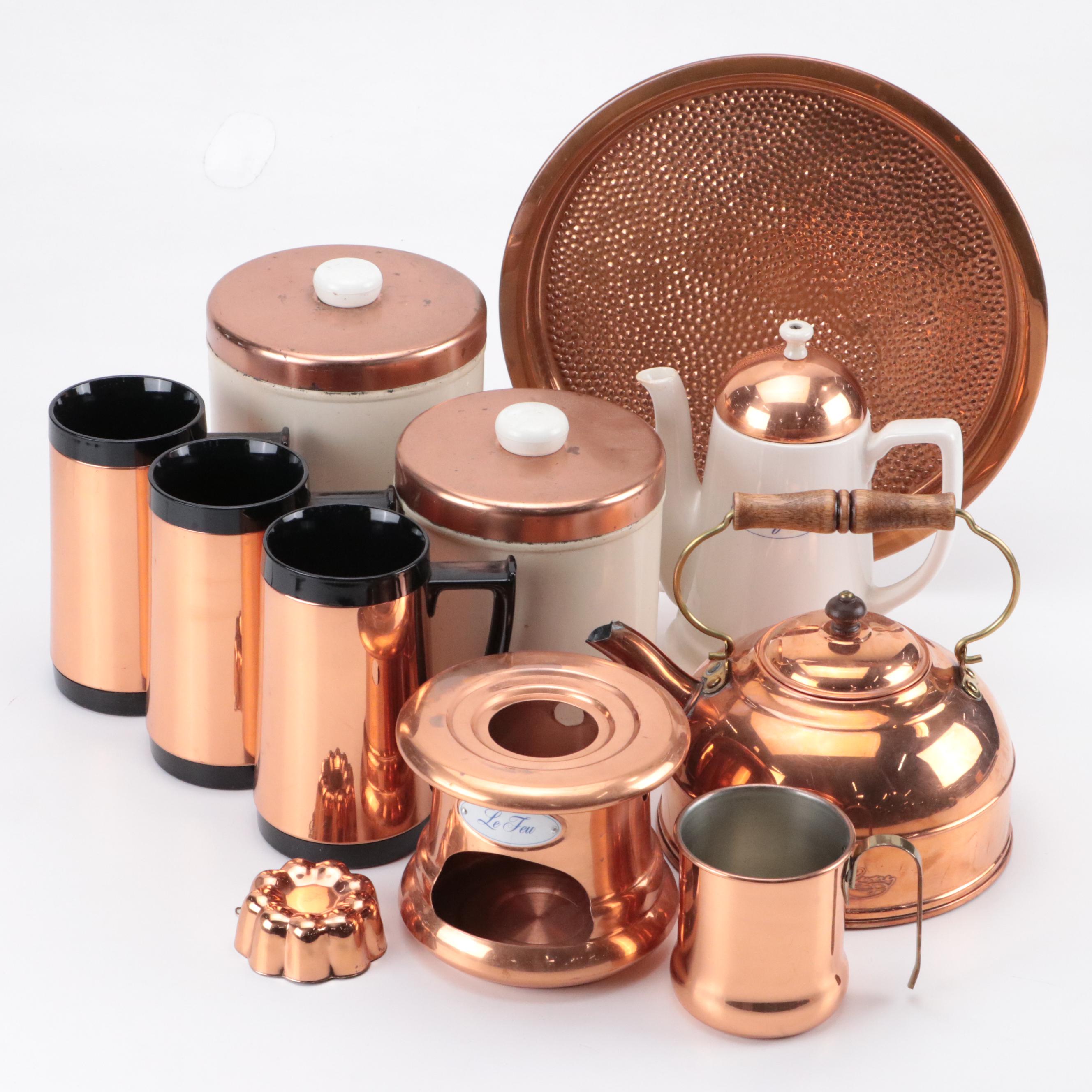 Revere Ware Cooper Kettle with Coppercraft and Other Tableware