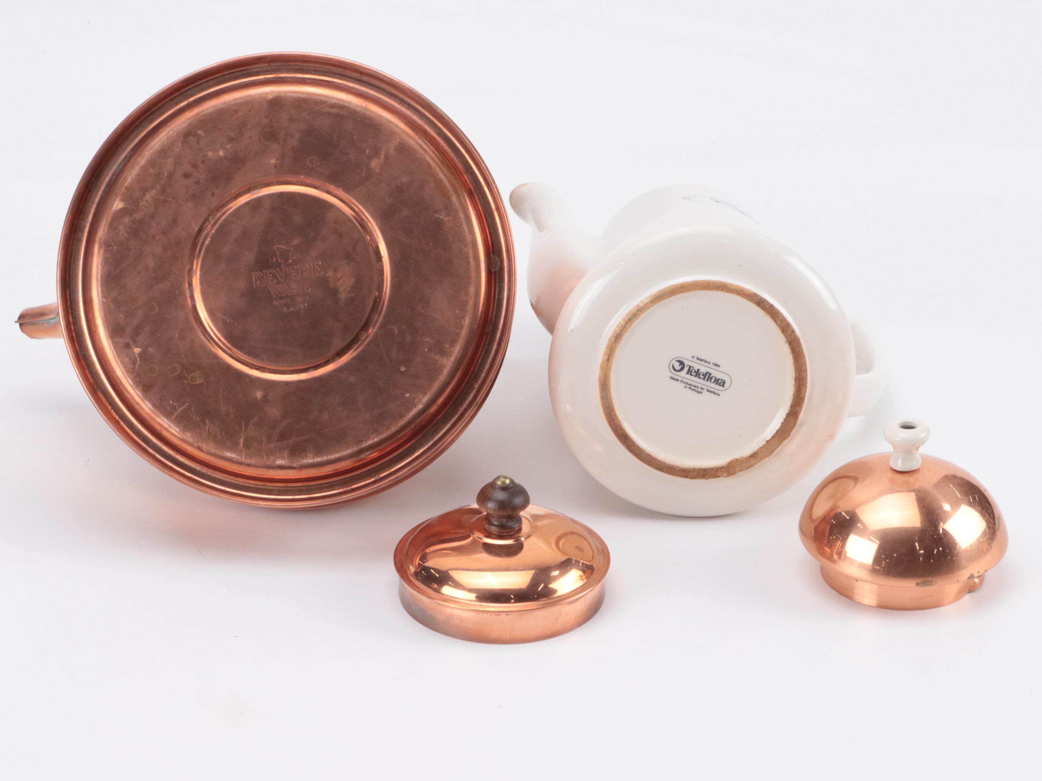 Revere Ware Cooper Kettle with Coppercraft and Other Tableware