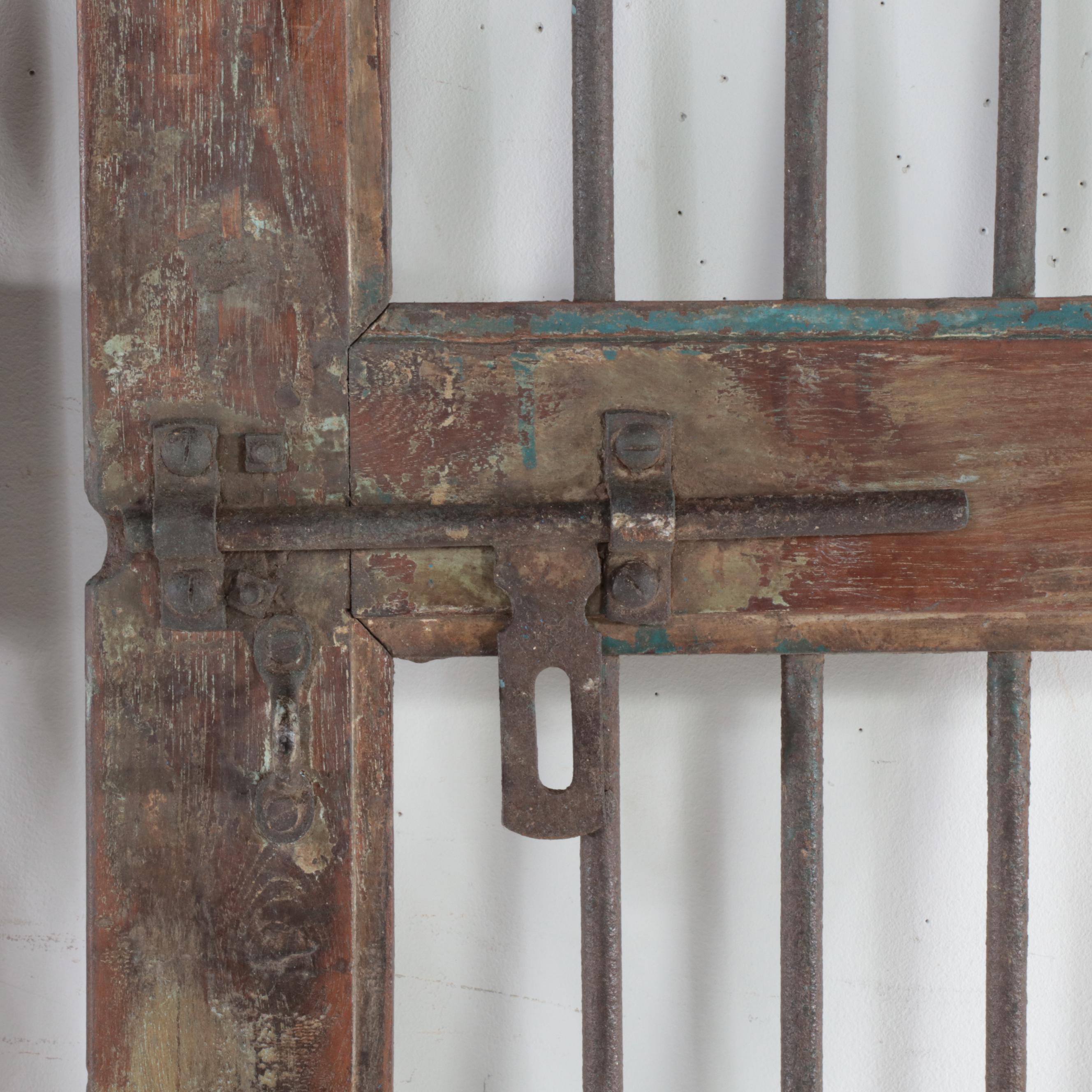 Pair of Indian Wooden and Metal Security Door Panels