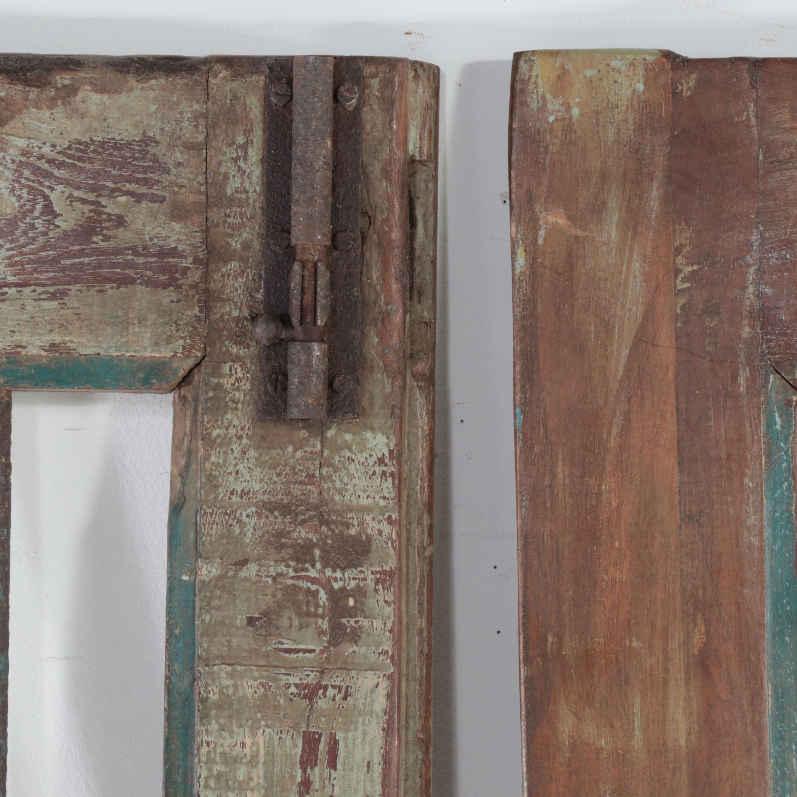 Pair of Indian Wooden and Metal Security Door Panels