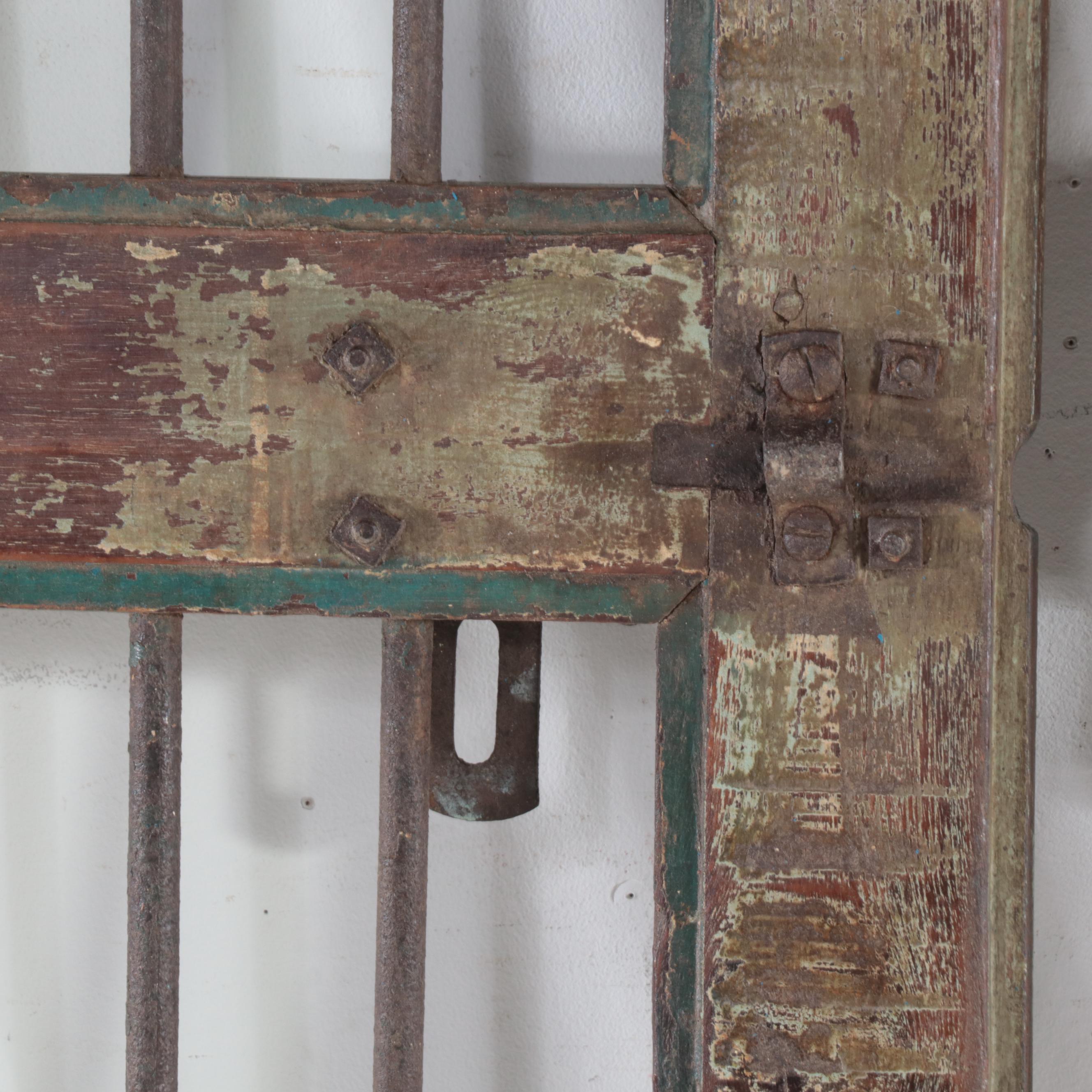 Pair of Indian Wooden and Metal Security Door Panels