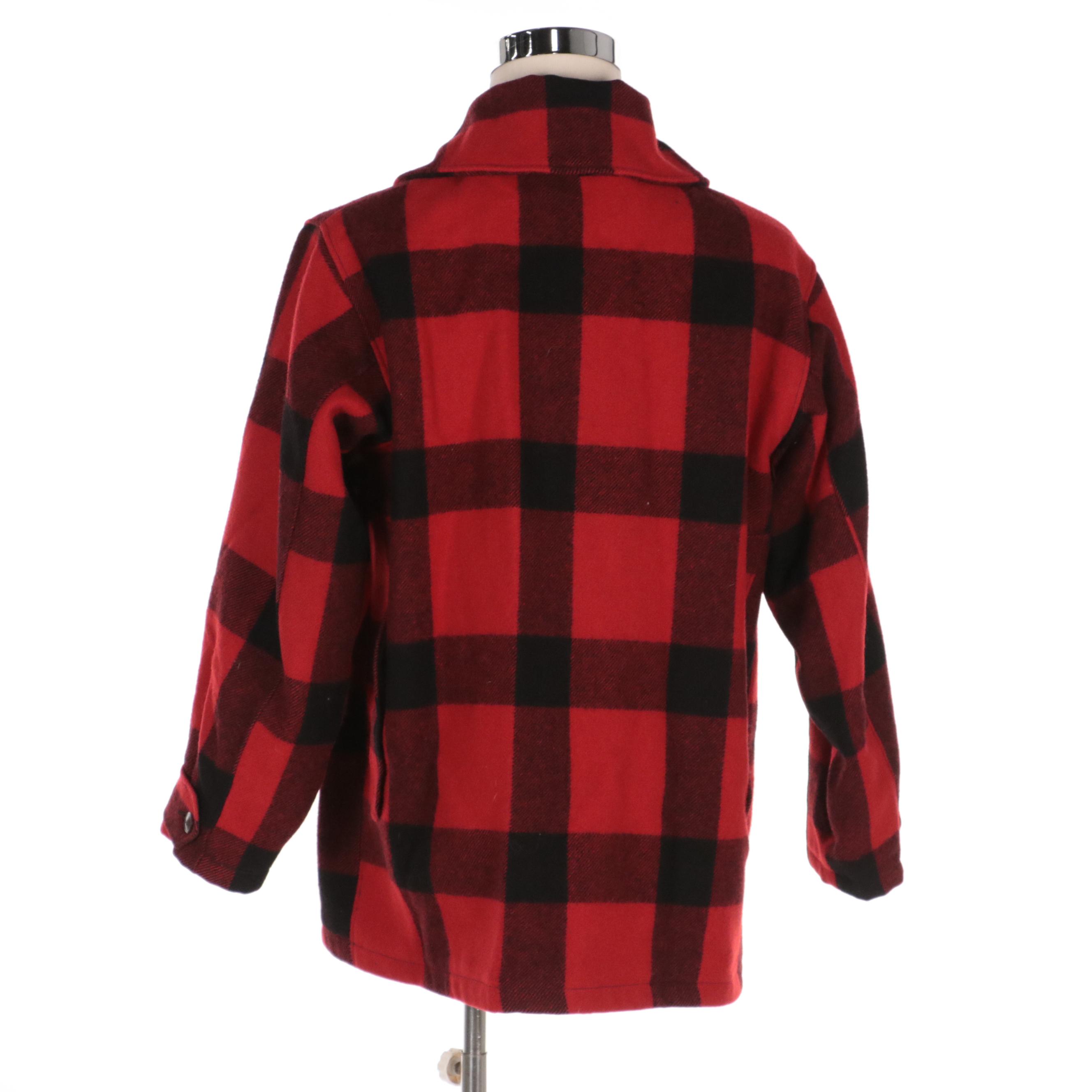 Men's Woolrich Mackinaw Hunting Jacket in Buffalo Plaid Wool Blend