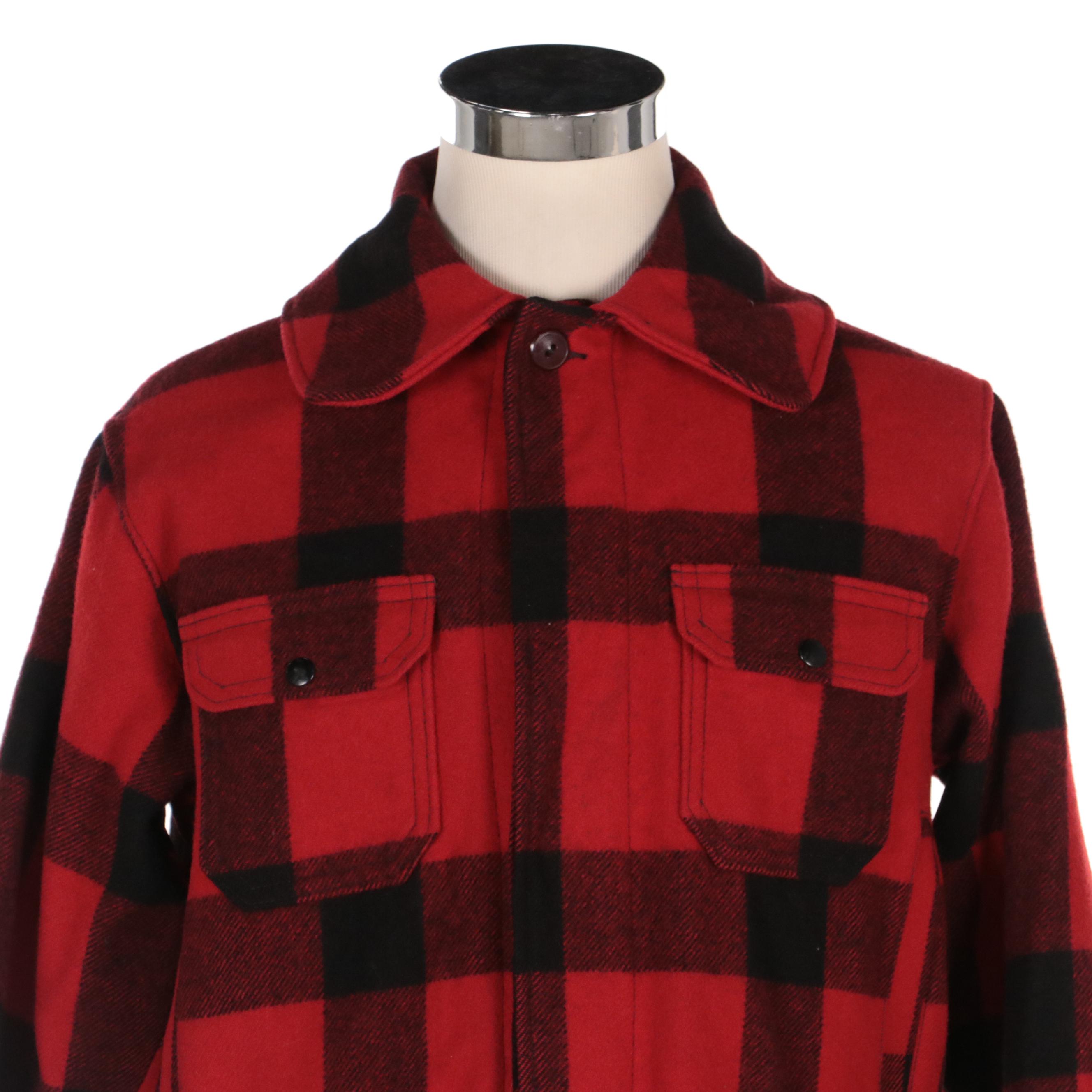 Men's Woolrich Mackinaw Hunting Jacket in Buffalo Plaid Wool Blend