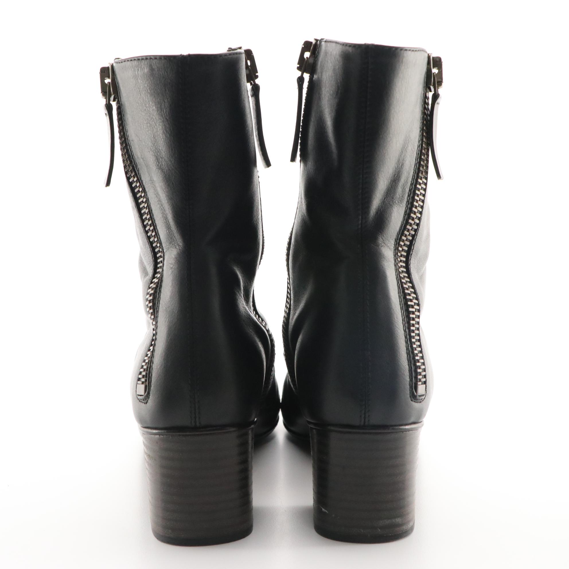 Chloé Black Leather Block Heel Ankle Boots