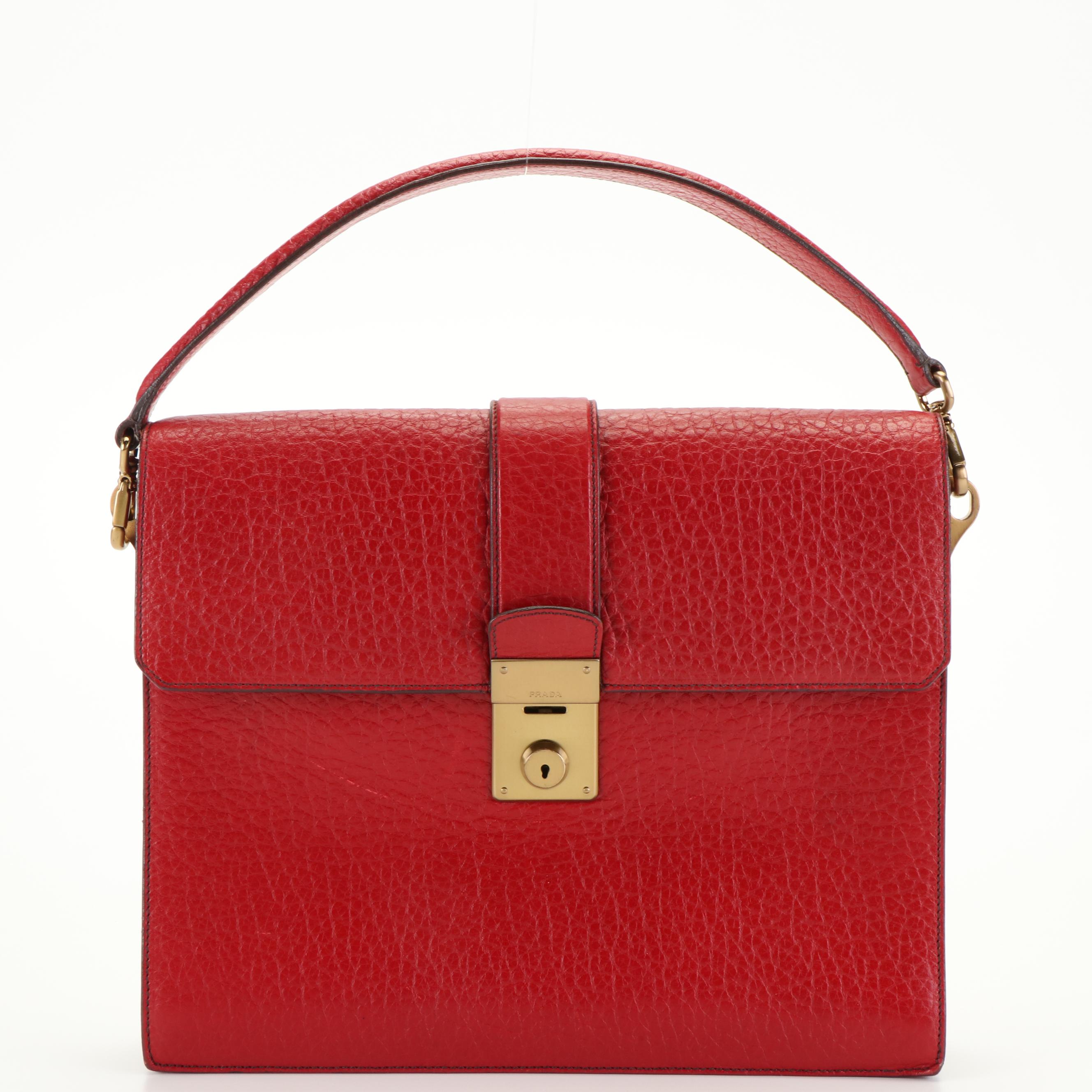 Prada Handle Bag in Red Leather