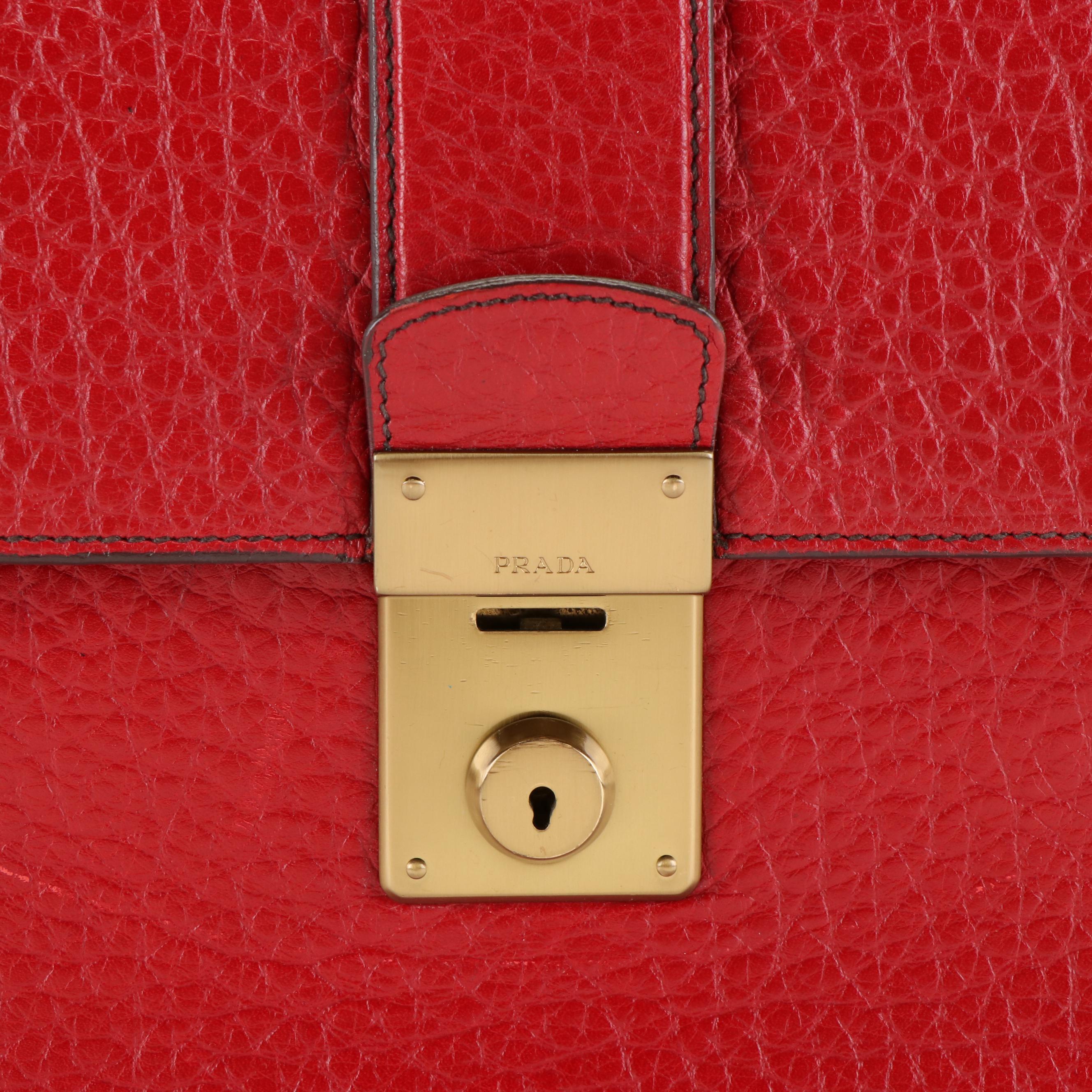 Prada Handle Bag in Red Leather
