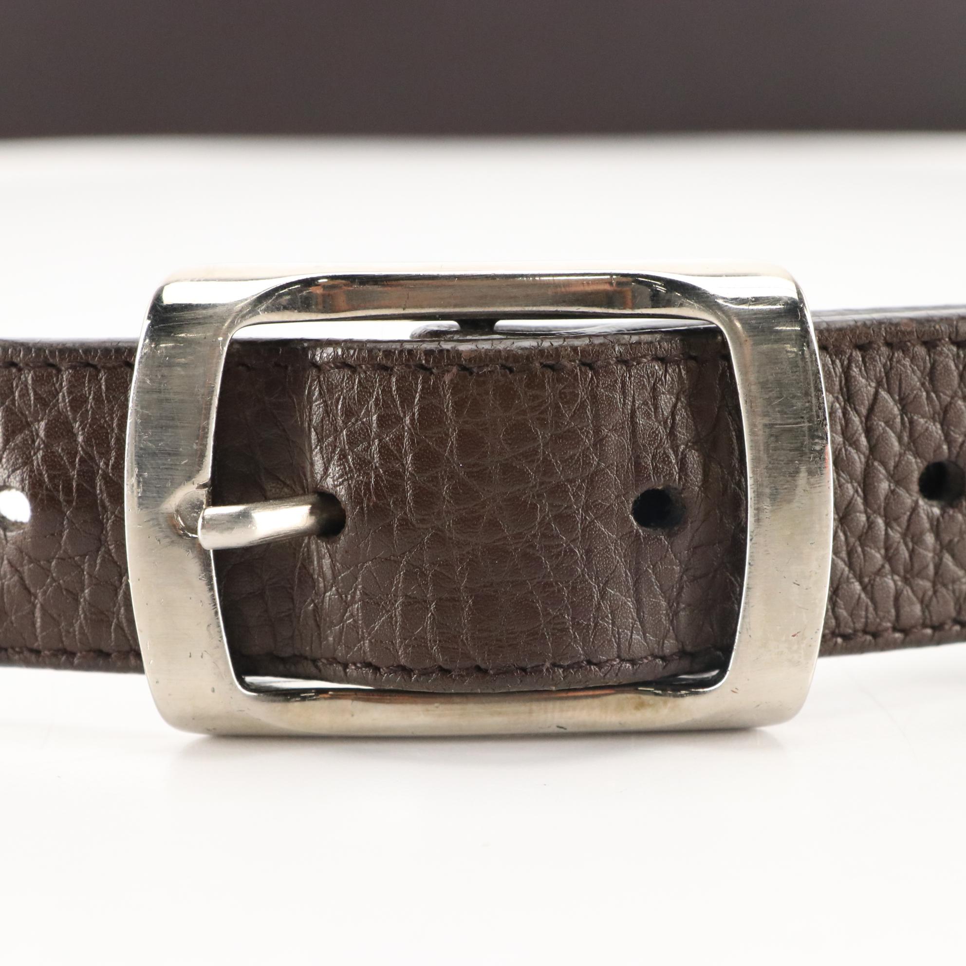 Prada Brown Grained Leather Belt