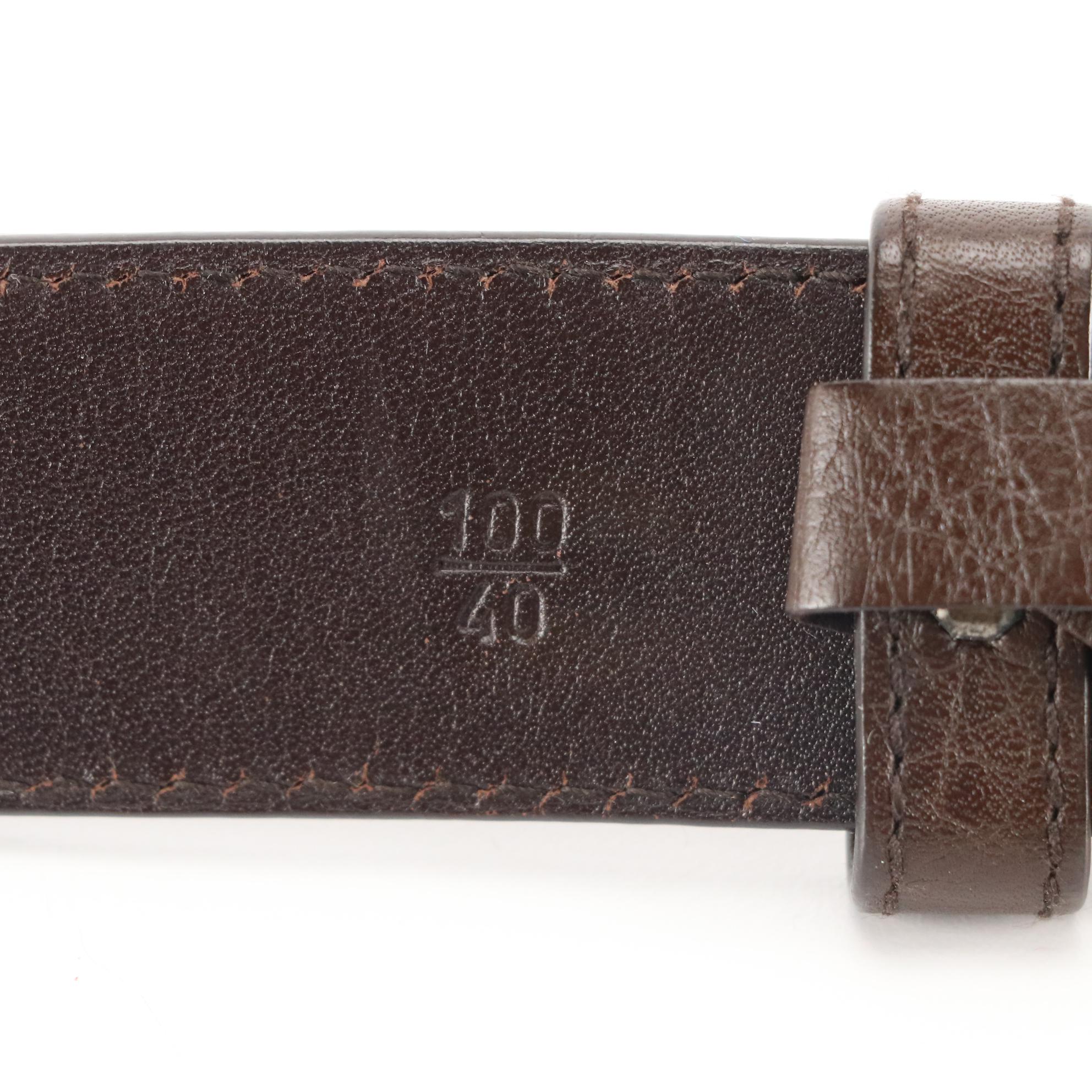 Prada Brown Grained Leather Belt