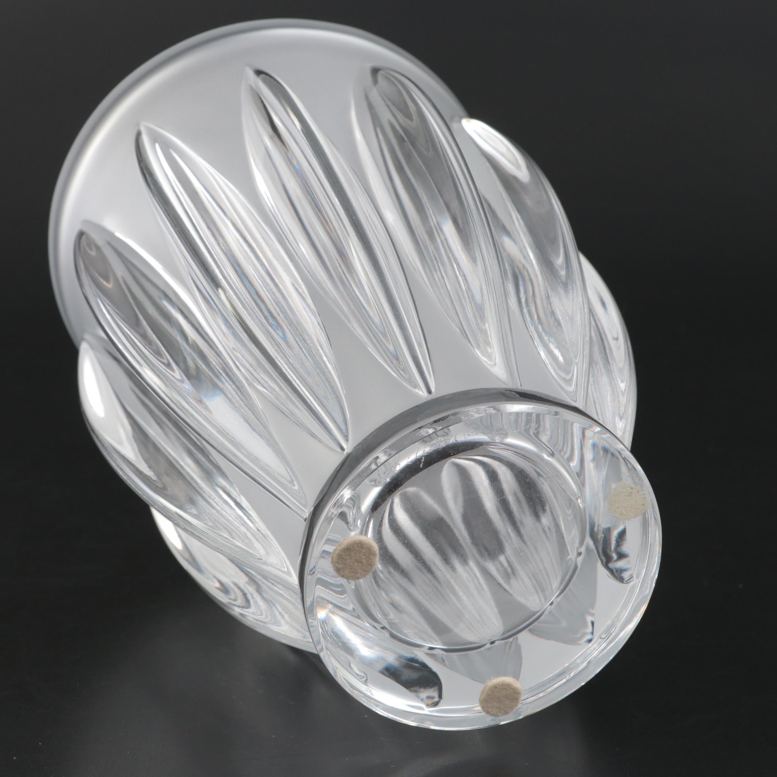 Lalique "Courcheval" Frosted and Clear Crystal Vase, Late 20th Century