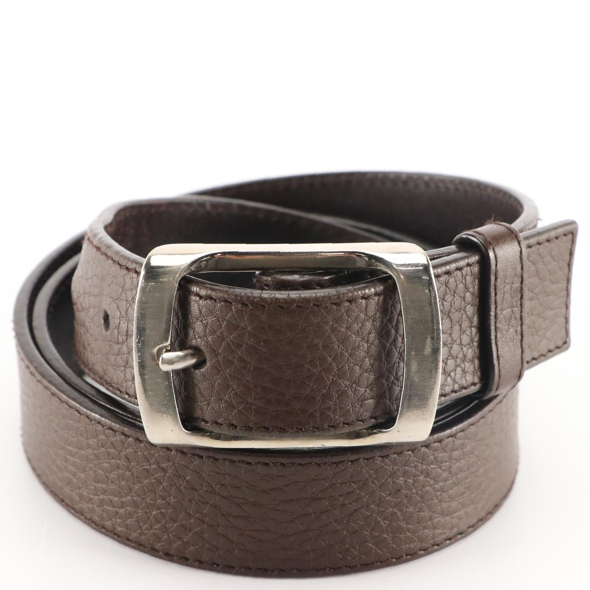 Prada Brown Grained Leather Belt