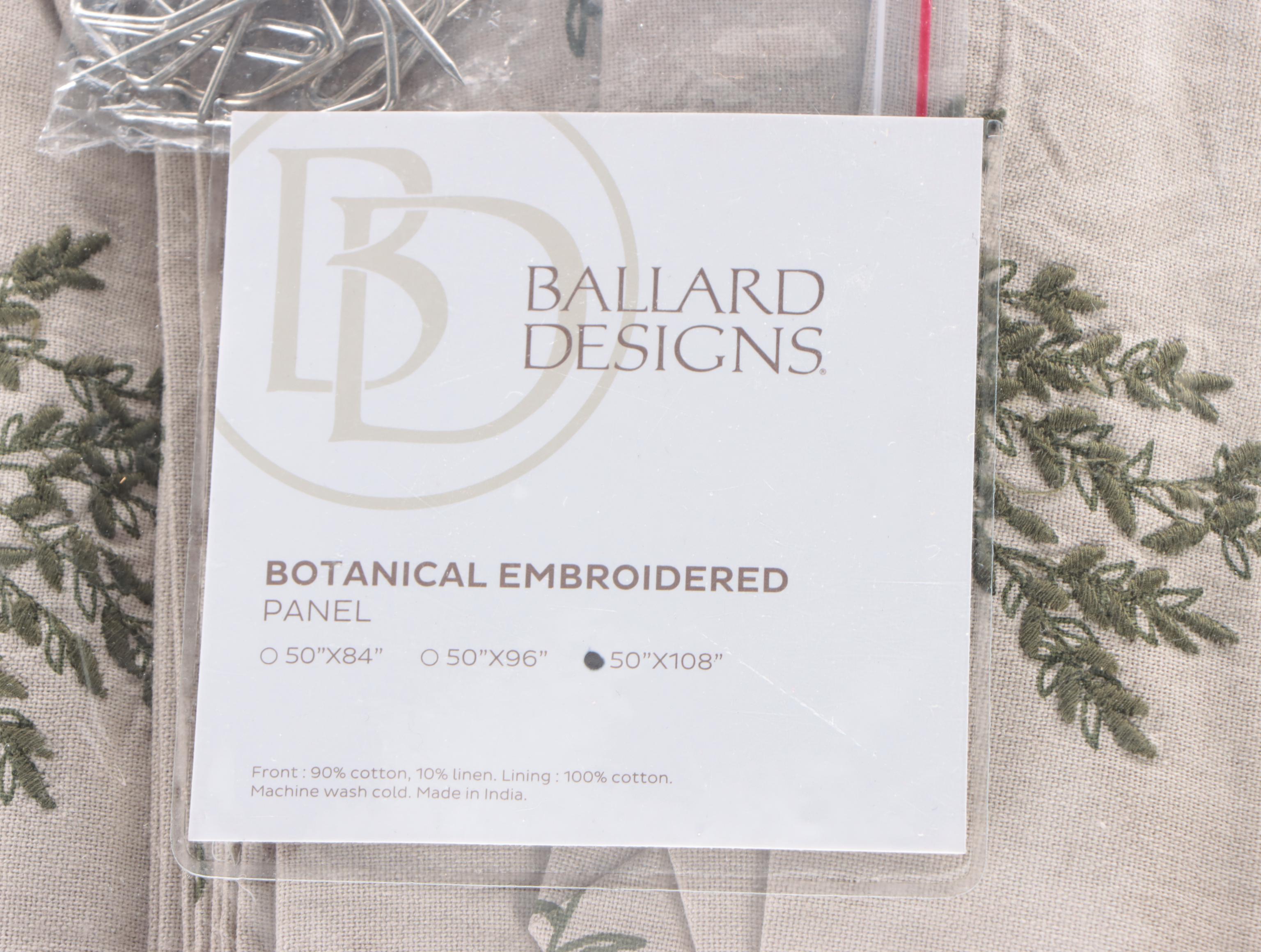 Ballard Designs Botanical Embroidered Curtain Panels