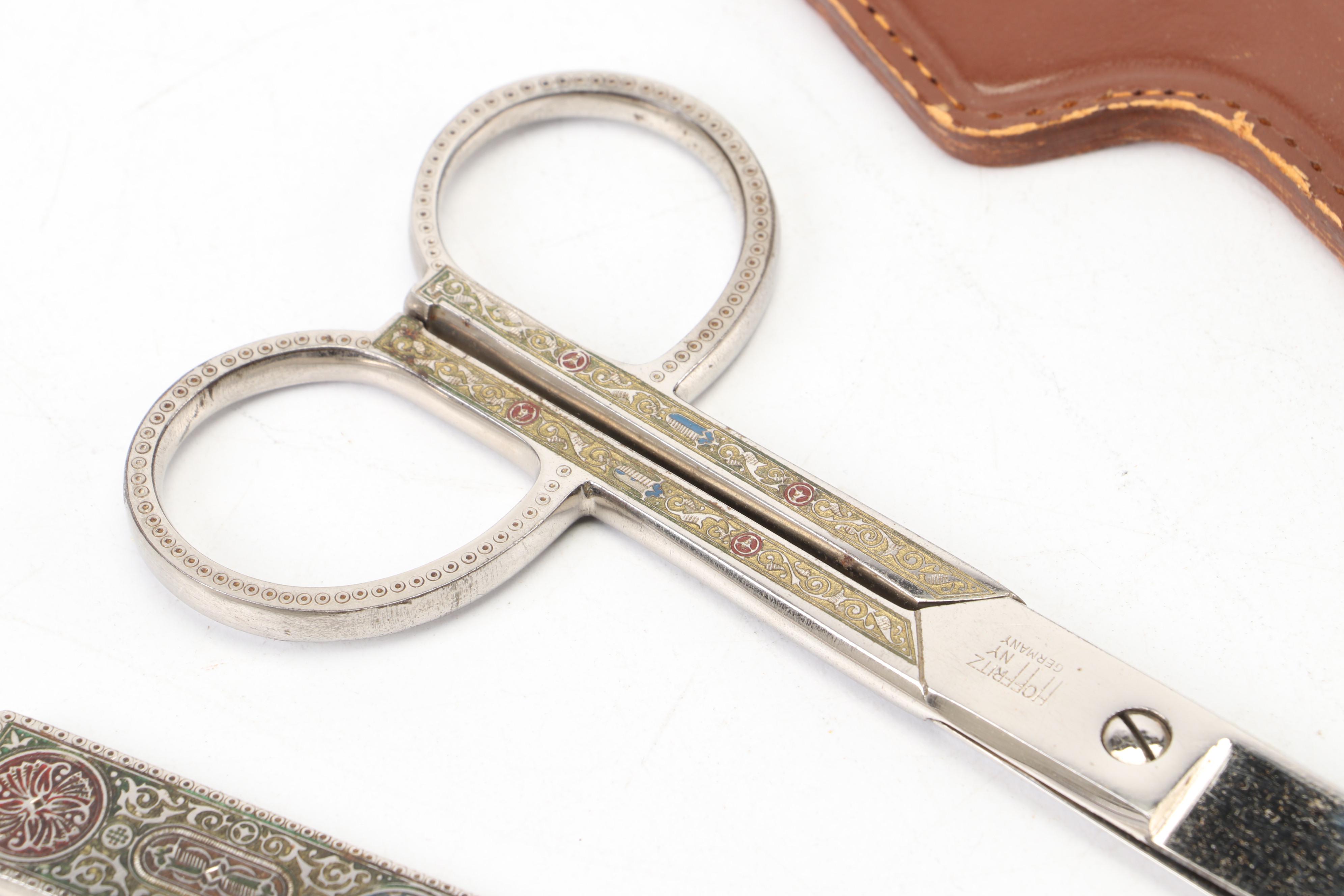 Tiffany Studios Bronze Nesting Trays with Hoffritz Scissor and Letter Opener Set