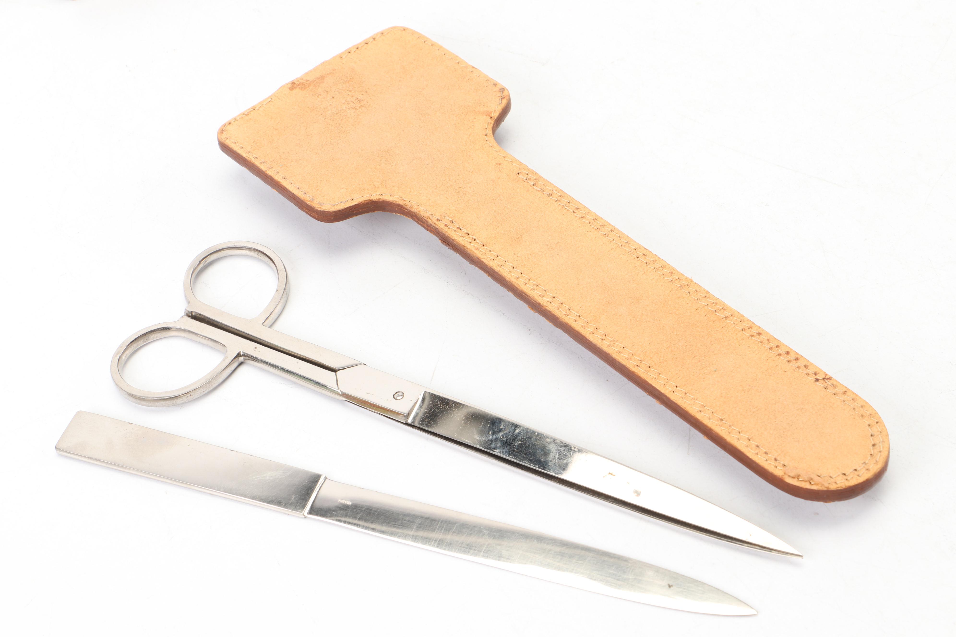 Tiffany Studios Bronze Nesting Trays with Hoffritz Scissor and Letter Opener Set