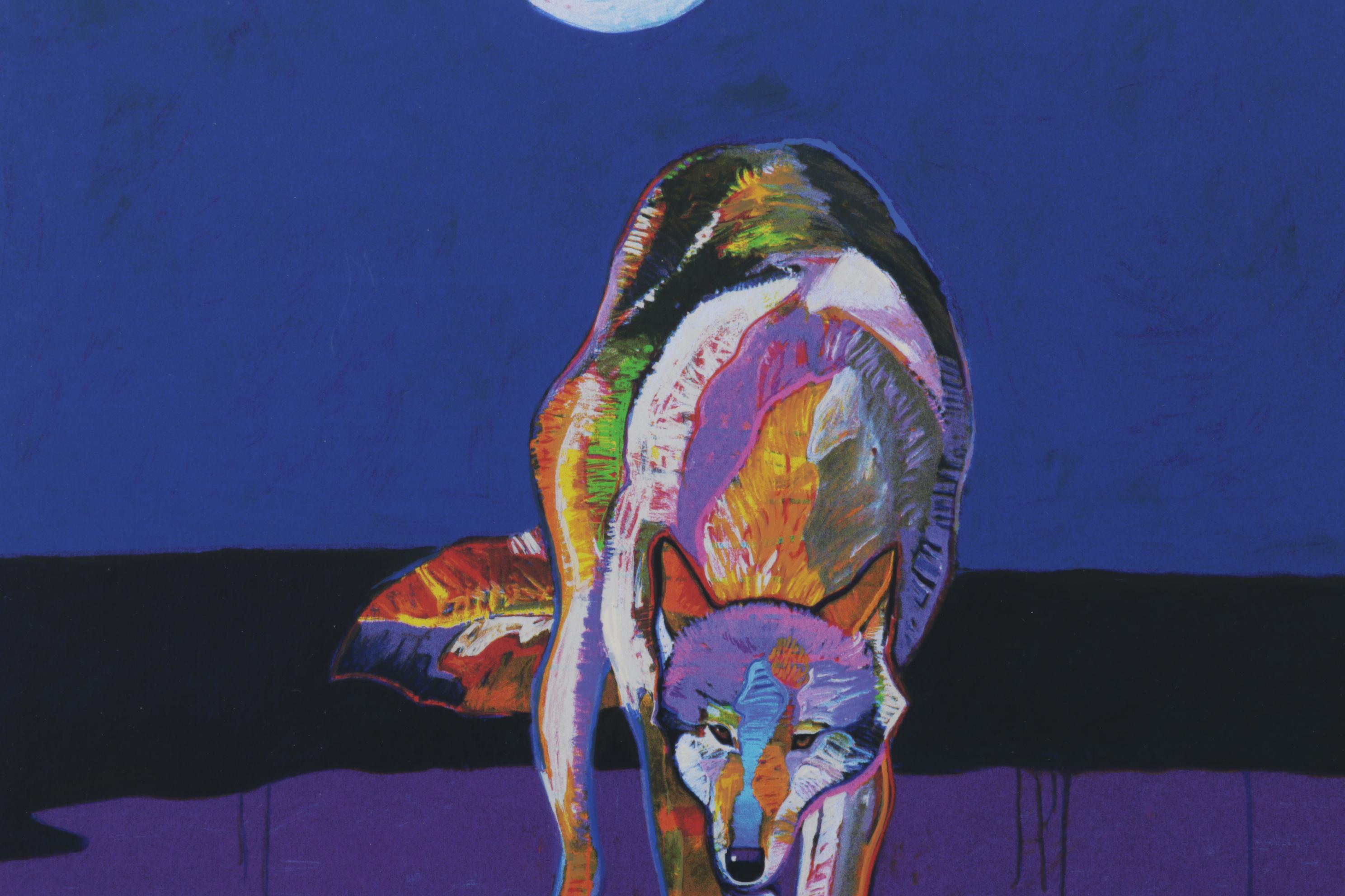 John Nieto Serigraph "Wolf Drinking Water by Moonlight," 1996