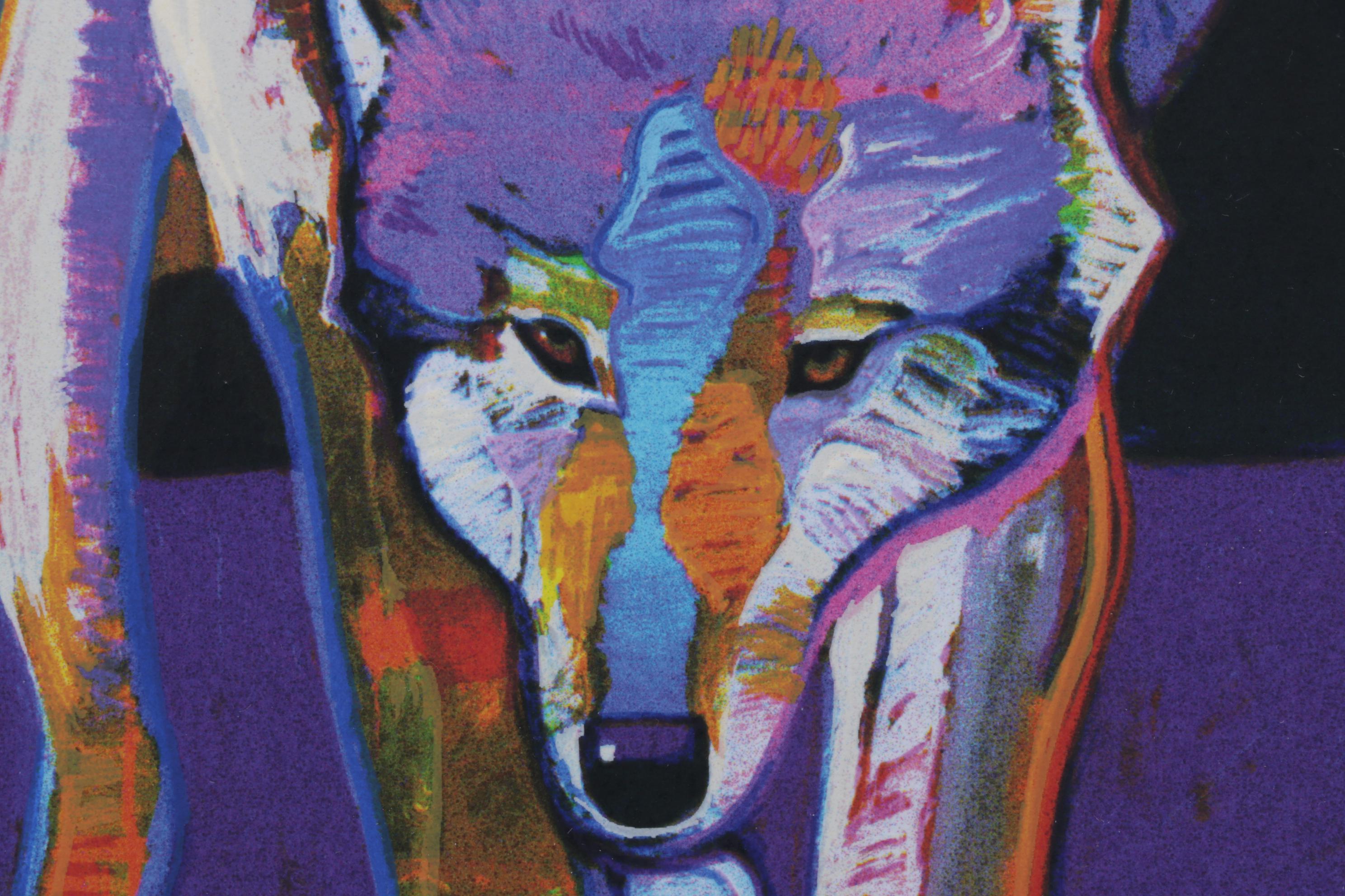 John Nieto Serigraph "Wolf Drinking Water by Moonlight," 1996
