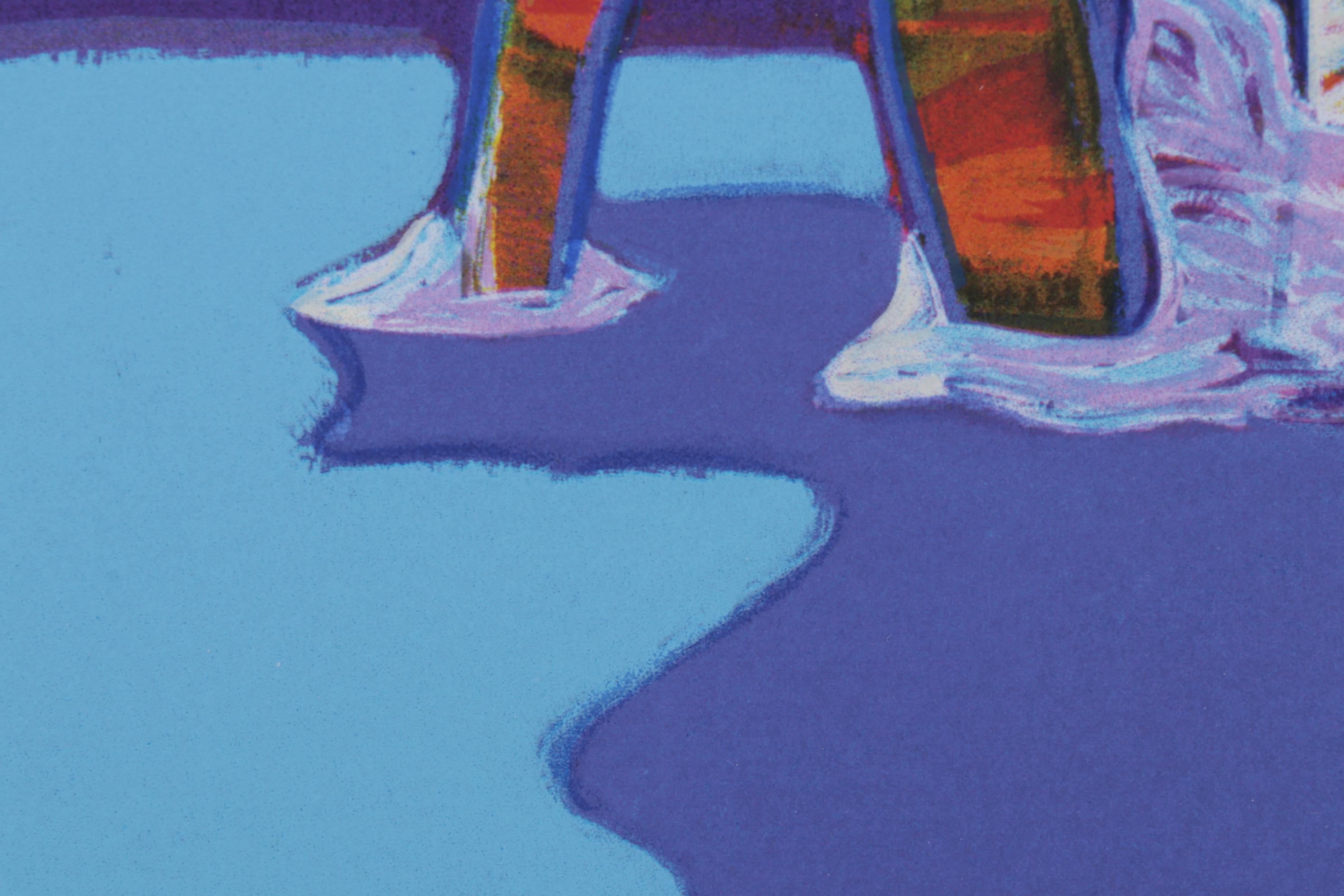 John Nieto Serigraph "Wolf Drinking Water by Moonlight," 1996