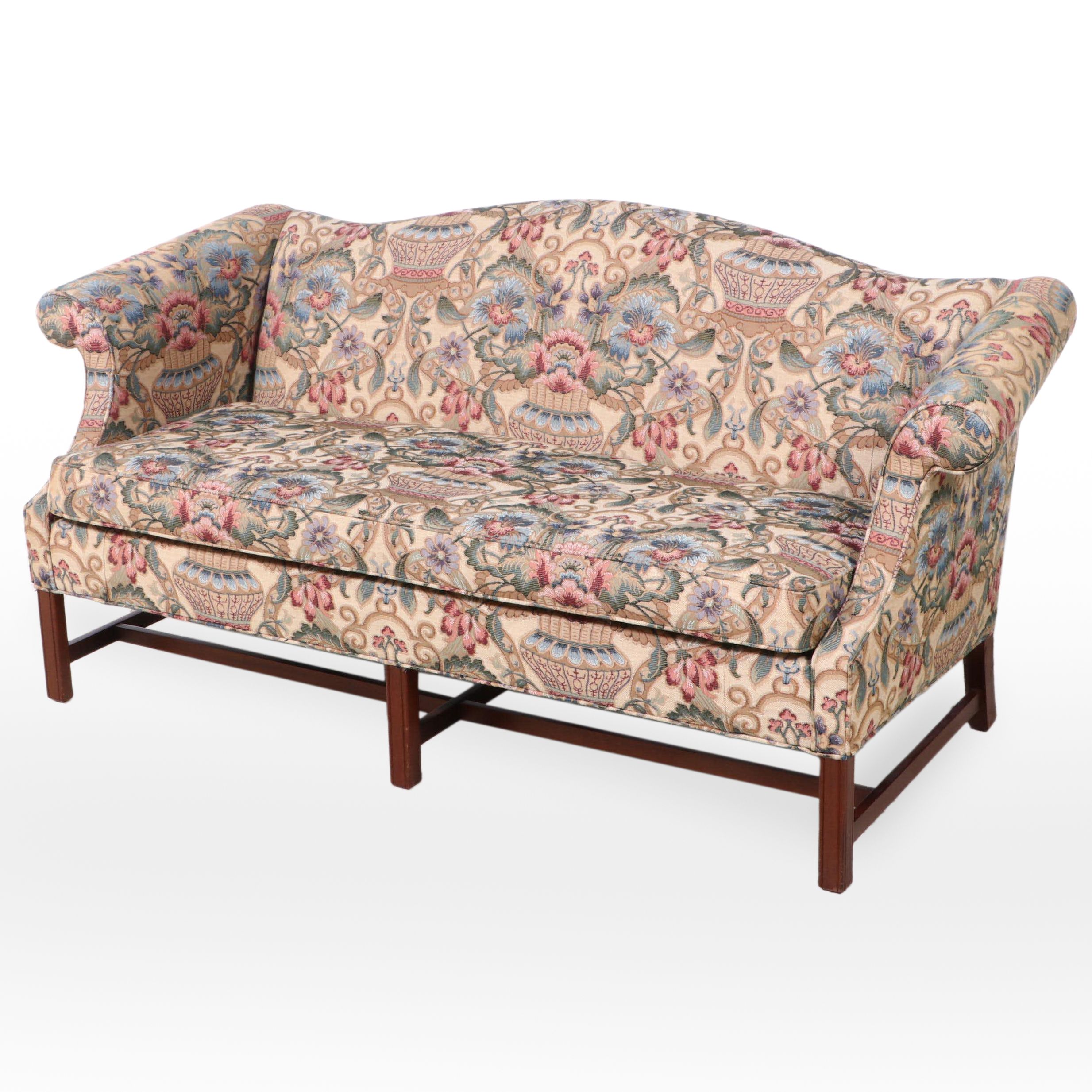 Conover Chippendale Style Mahogany and CustomUpholstered CamelBack Sofa EBTH