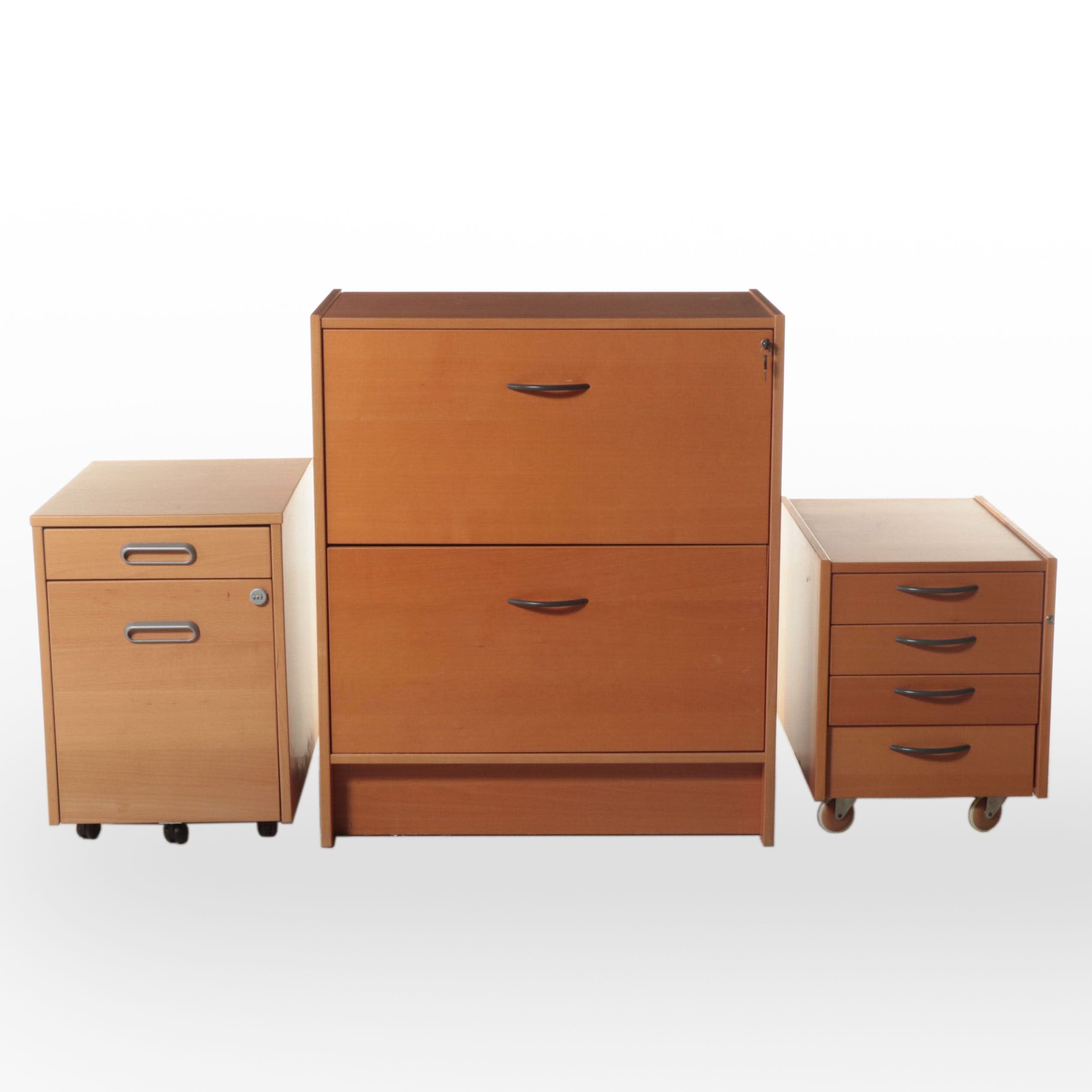 Three Engineered Wood Office with Drawers, Files and Lateral