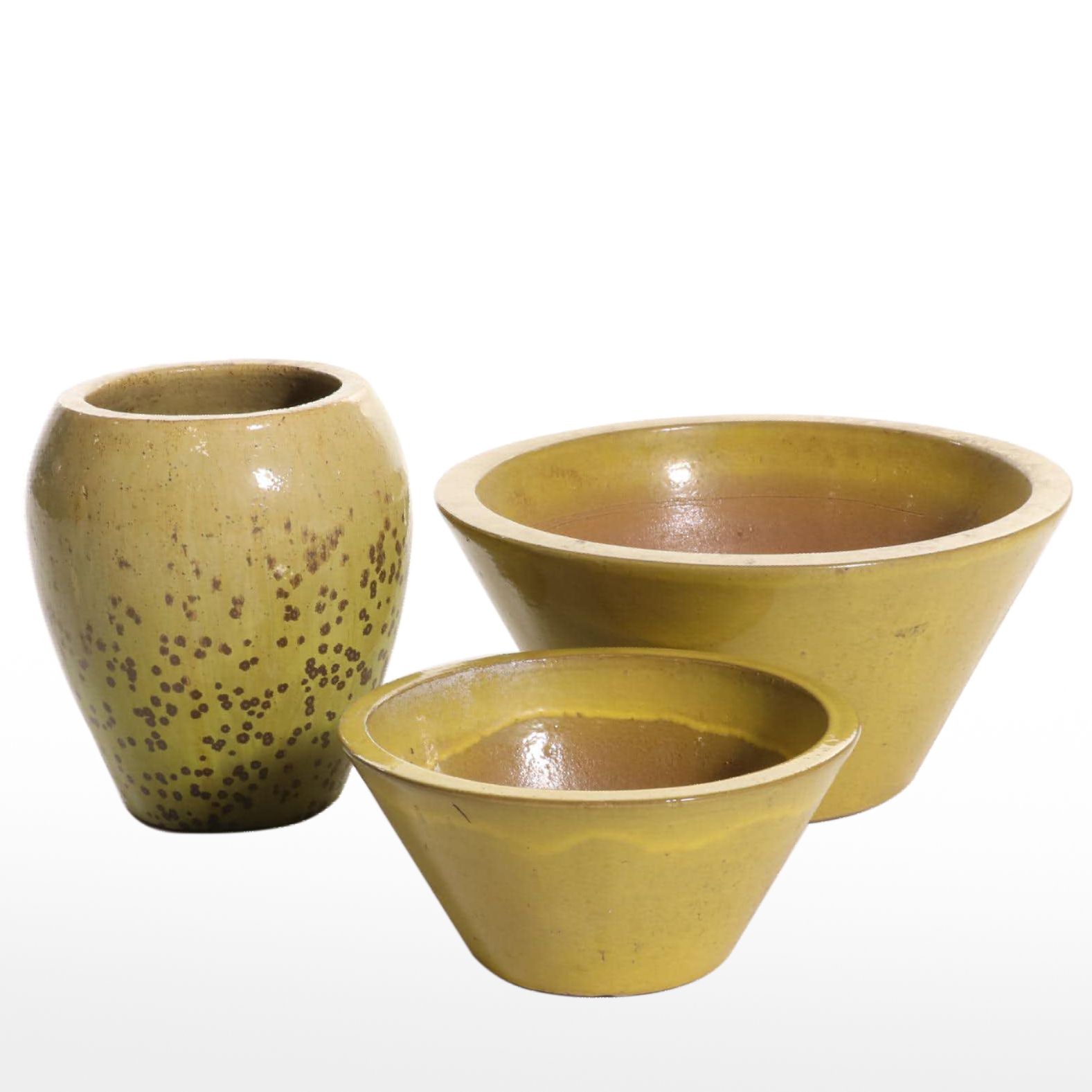 Yellow Glazed Ceramic Outdoor Planters