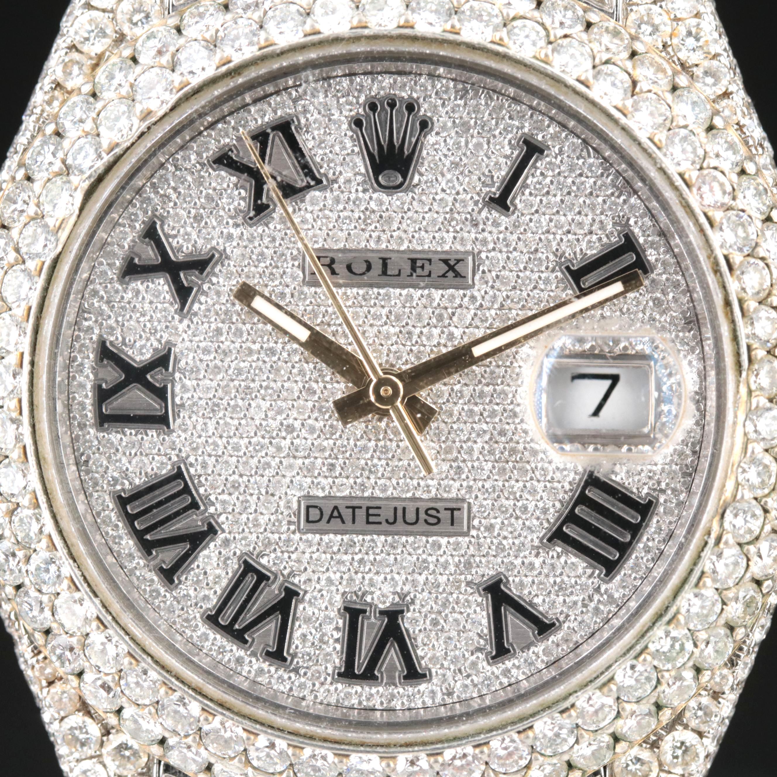 Rolex Custom 24.53 CTW Diamond Dial, Case and Band Datejust II Watch