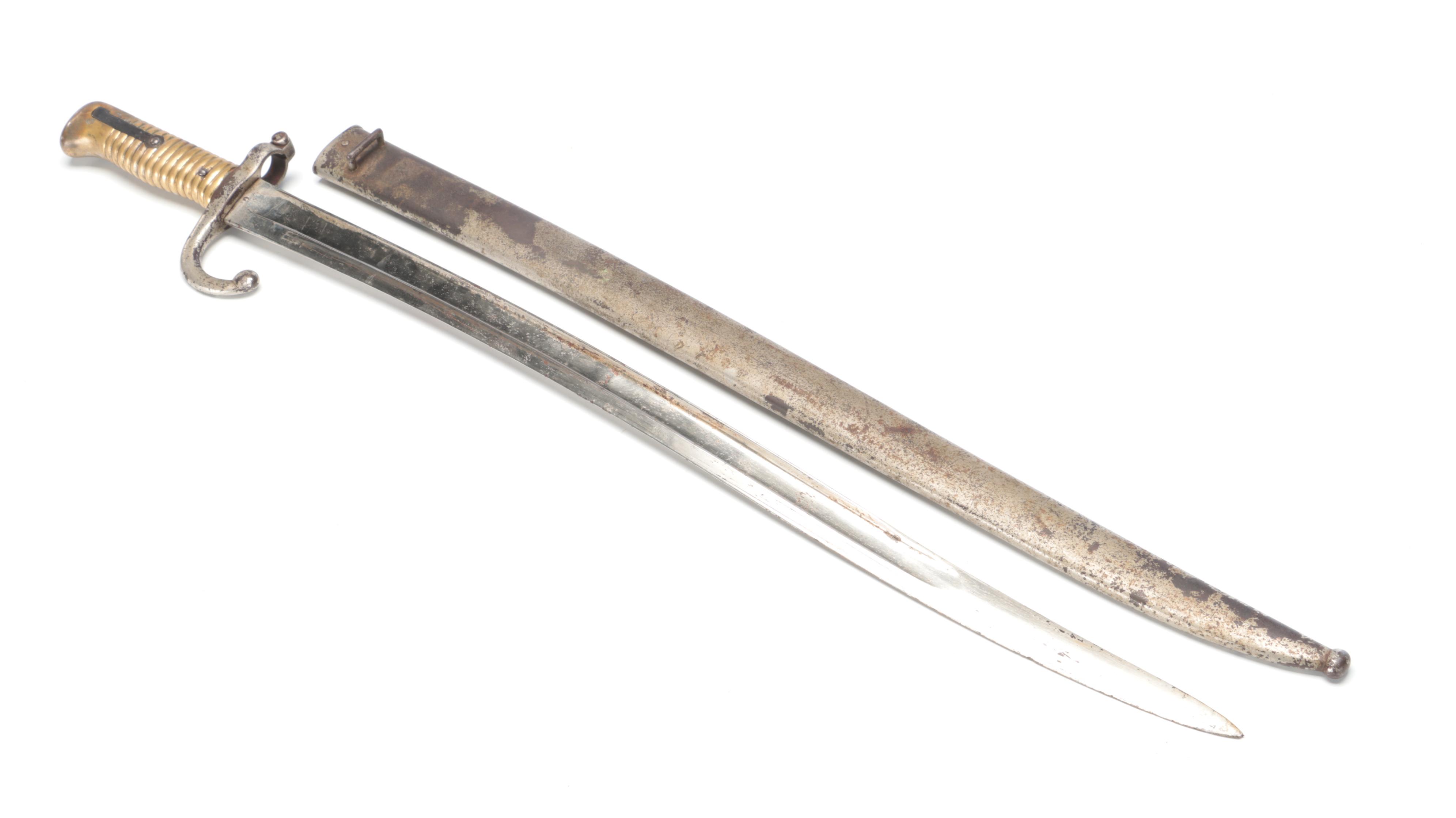 French M1866 Chassepot Bayonet Sword With Wood and Bone Sword Cane