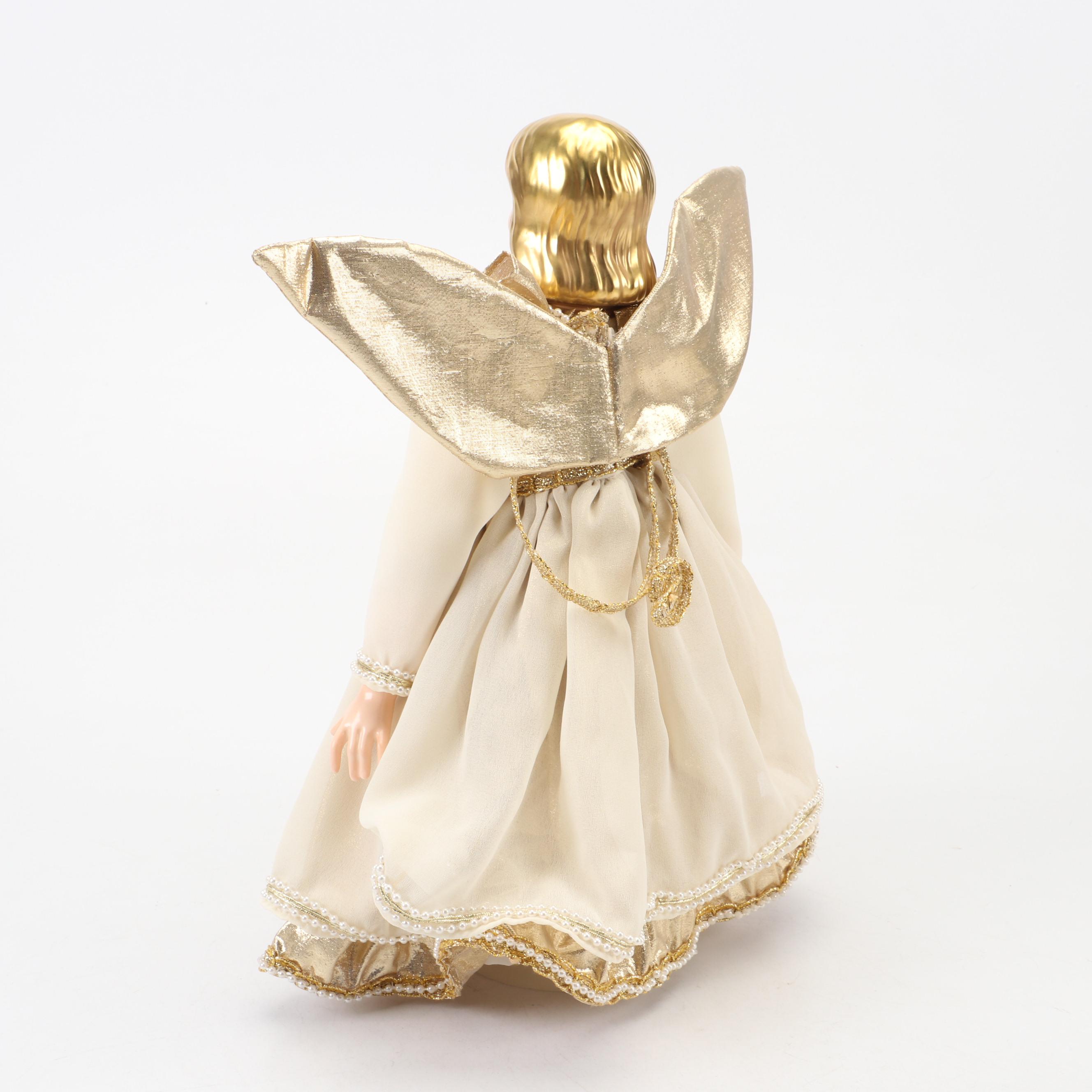 Goebel Cream and Gold Lamé Angel Christmas Tree Topper