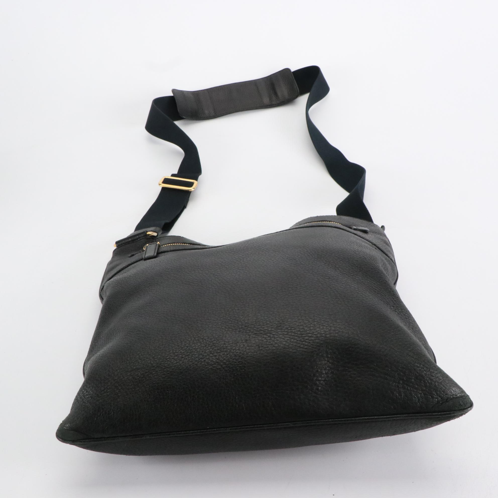 Prada Messenger Crossbody Bag in Black Grained Leather EBTH