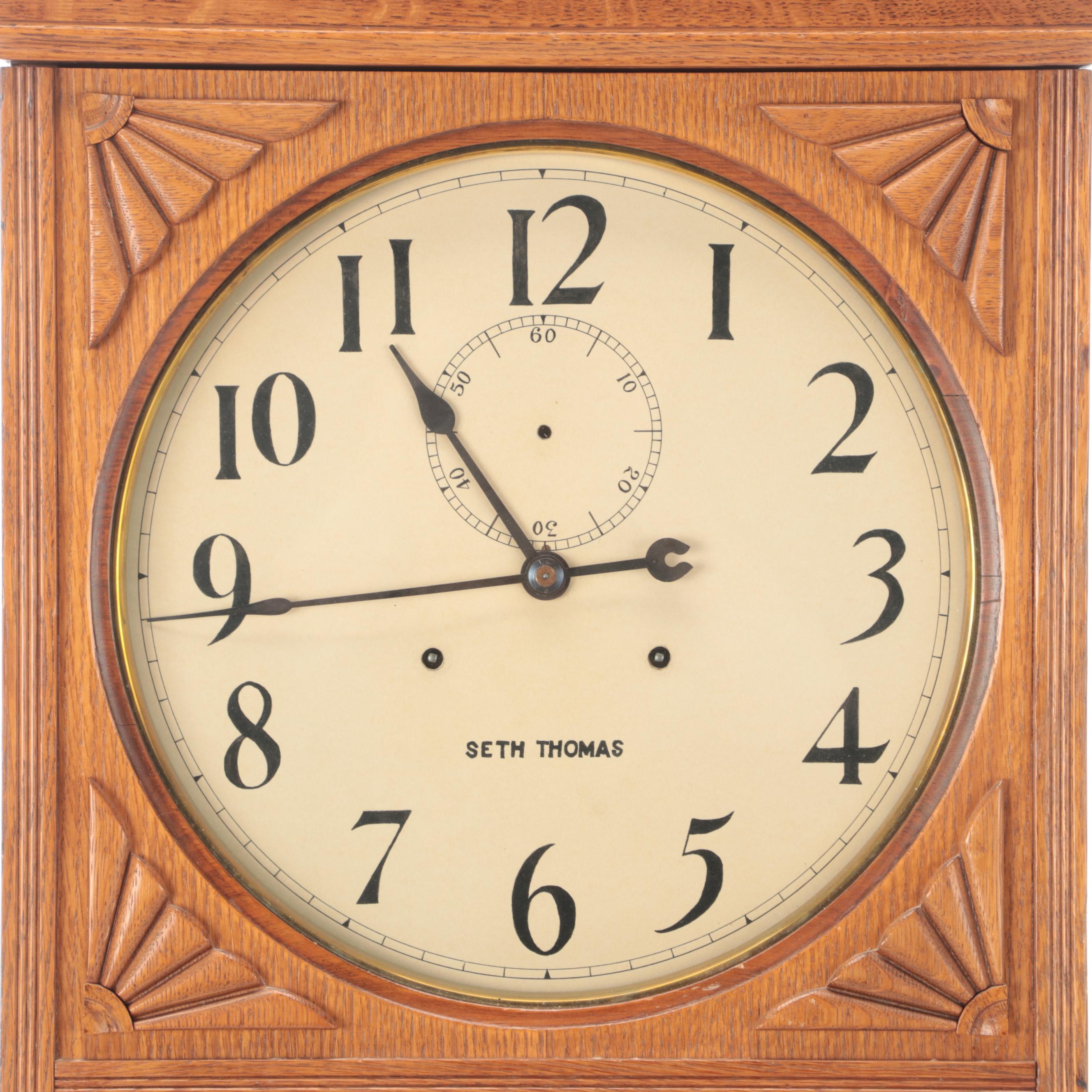Seth Thomas Wooden Wall Lobby Clock