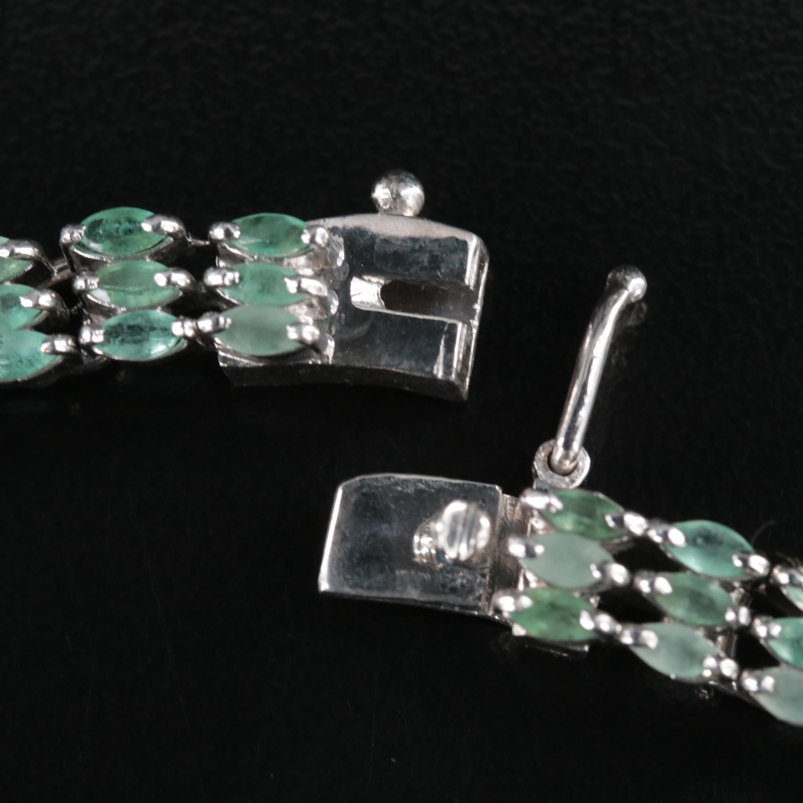 Sterling Star Sapphire and Emerald Necklace