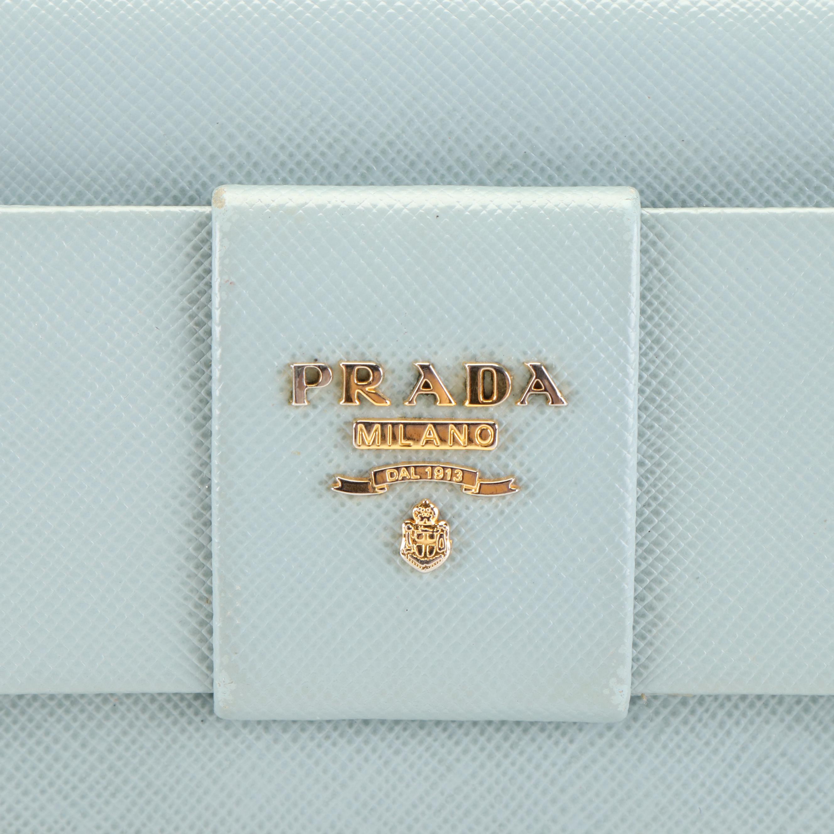 Prada Bow Accented Saffiano Leather Continental Wallet