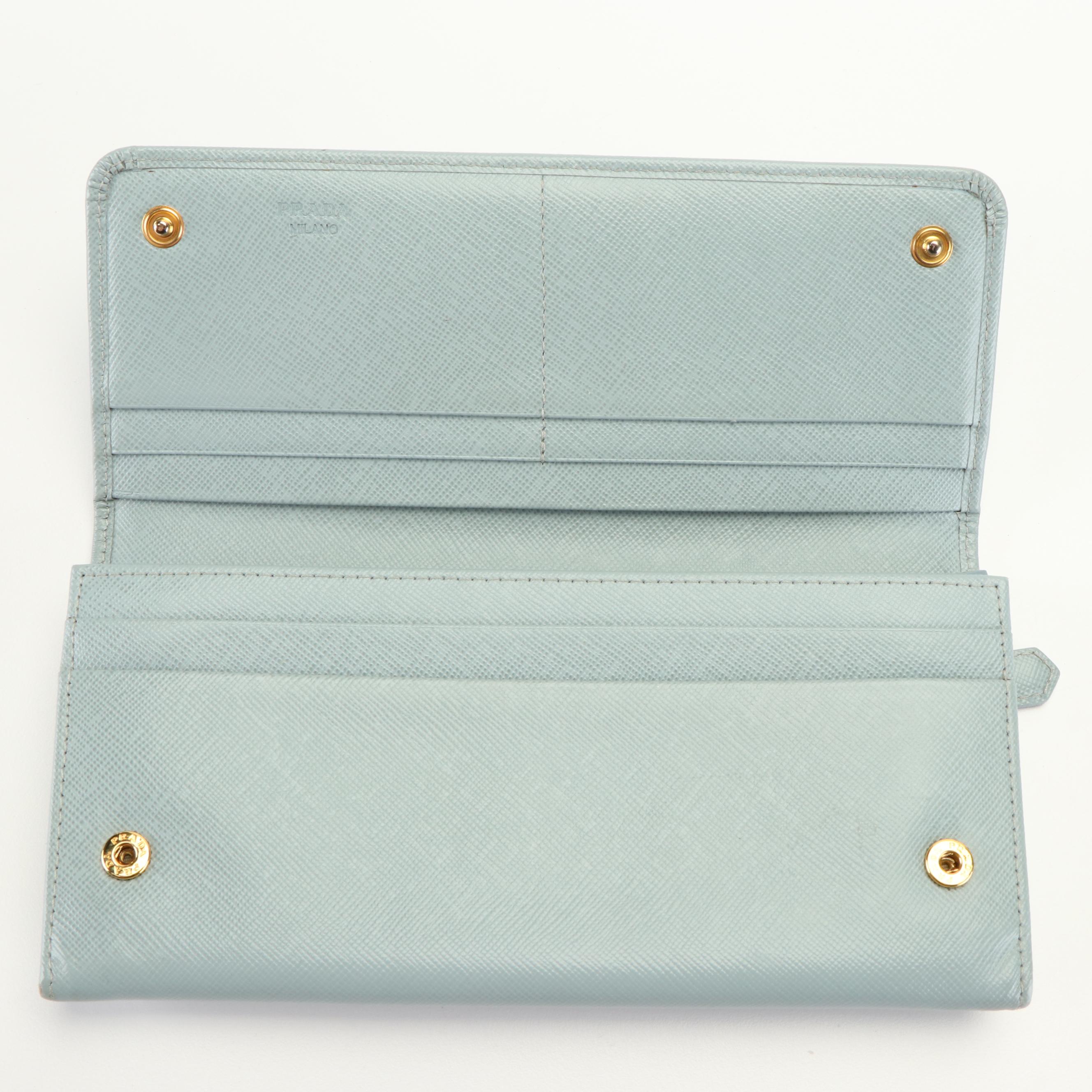 Prada Bow Accented Saffiano Leather Continental Wallet