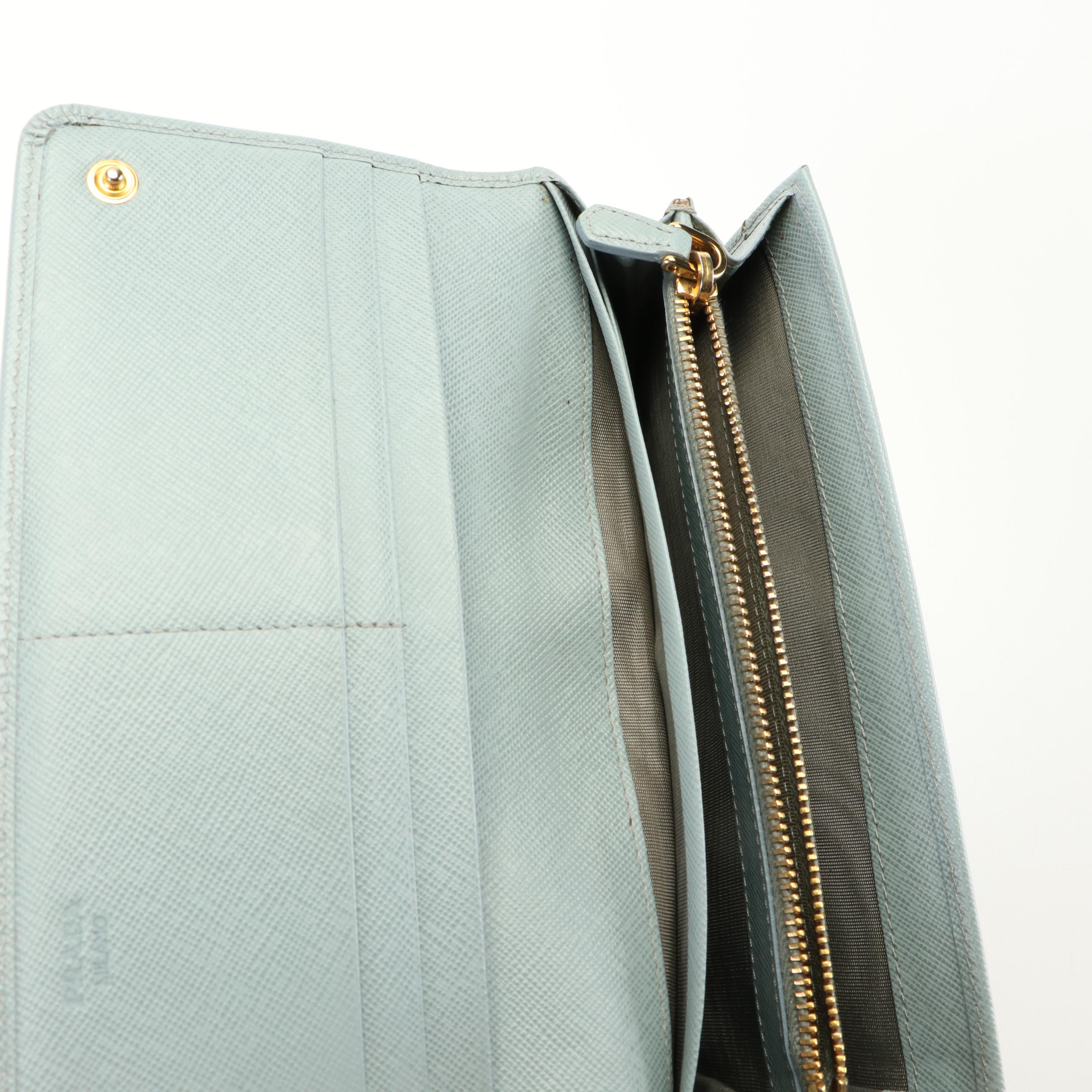 Prada Bow Accented Saffiano Leather Continental Wallet