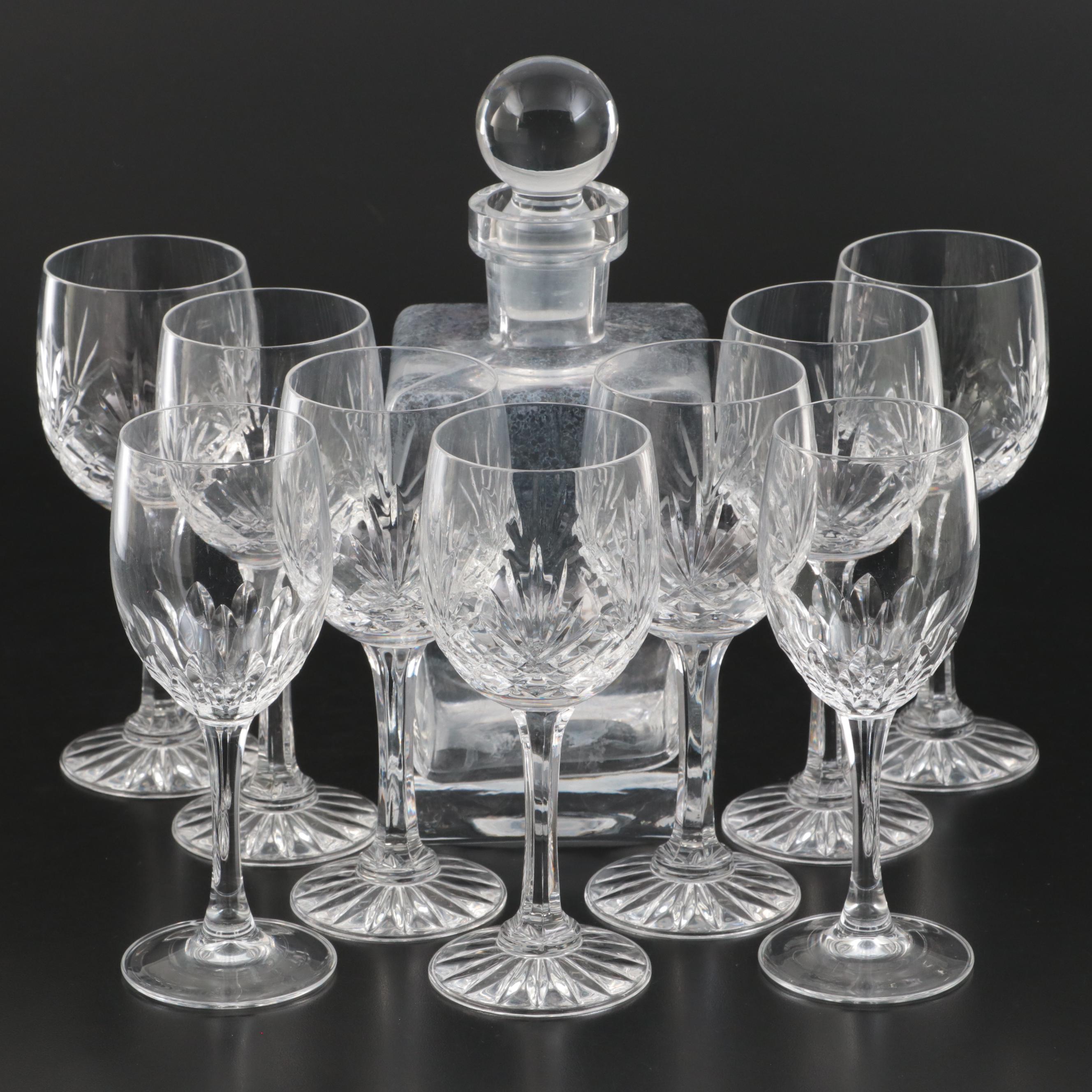 Bohemia Crystal-Crystalex with Other Wine Glasses and Decanter, 20th Century