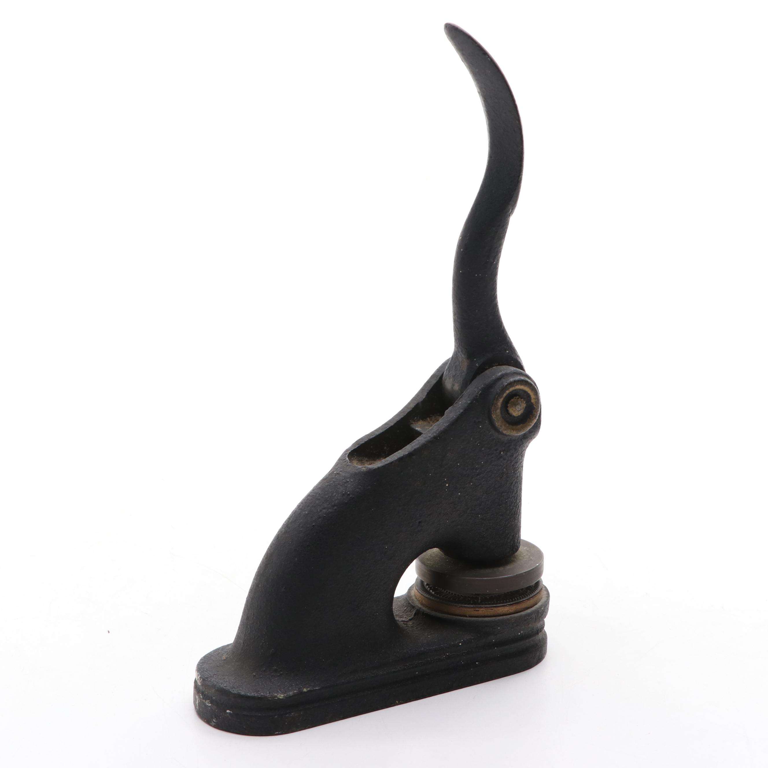 Cast Iron Embossing Notary Seal Press, Mid 20th Century