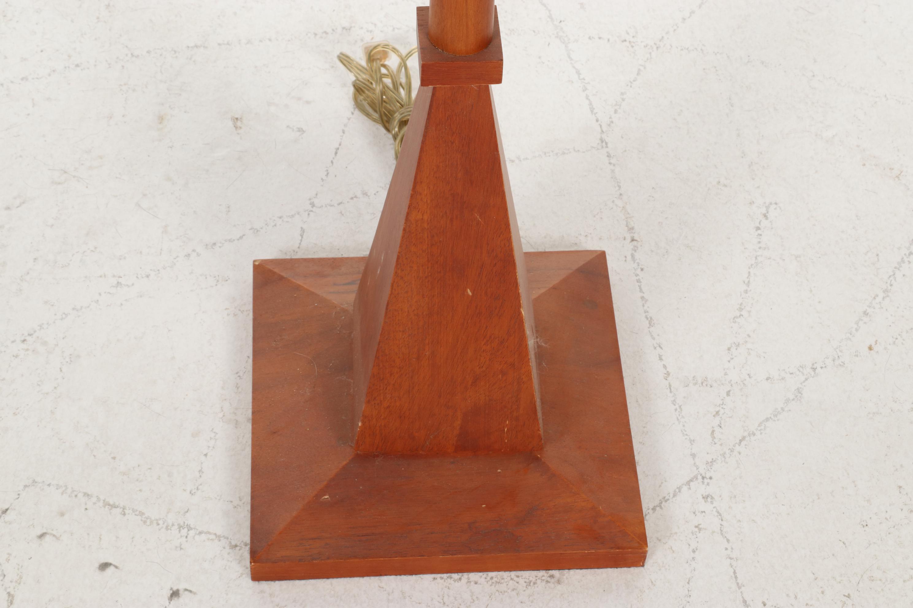 Prairie Style Wood and Acrylic Torchiere Lamp, Late 20th Century