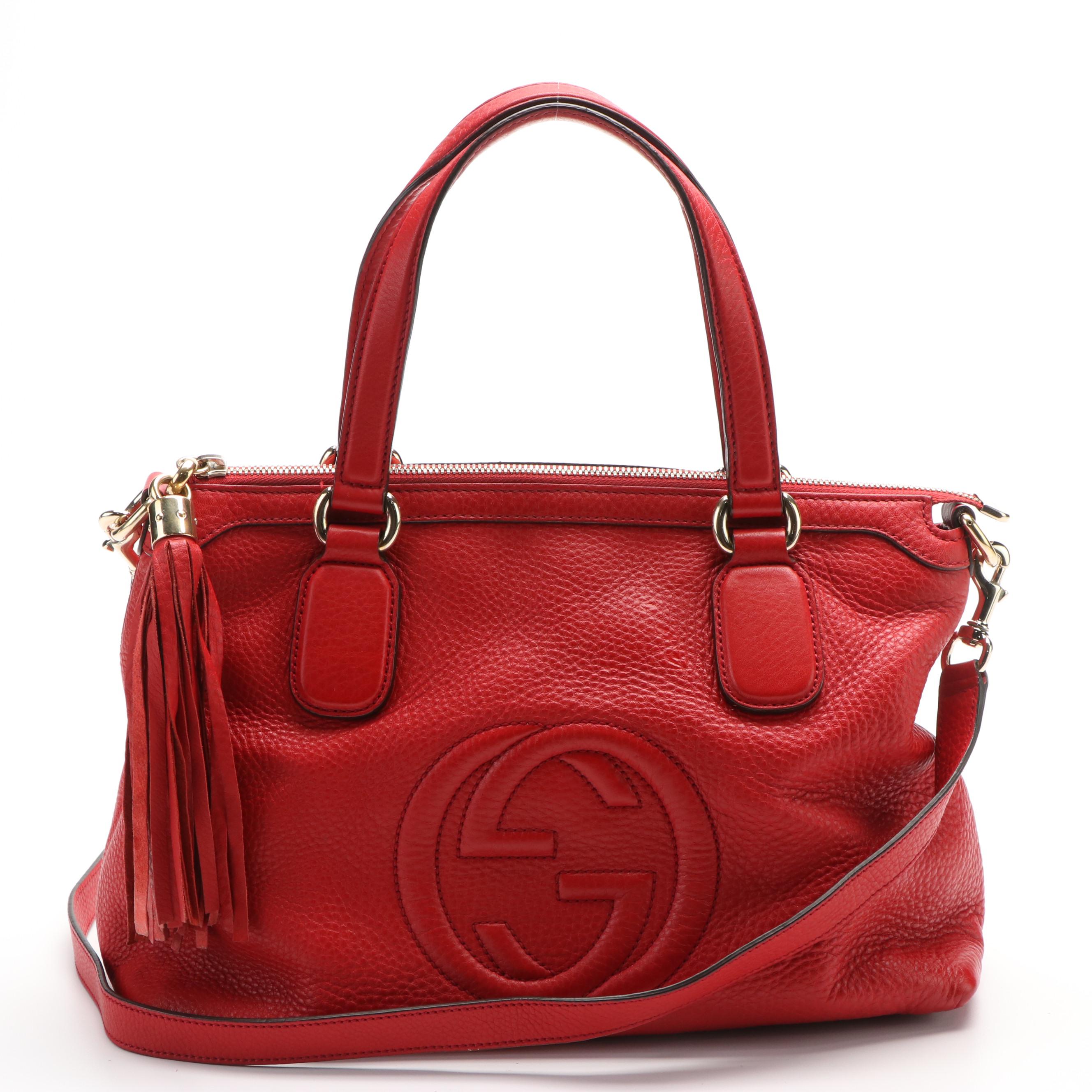 Gucci Soho Hobo Crossbody Tote in Red Leather