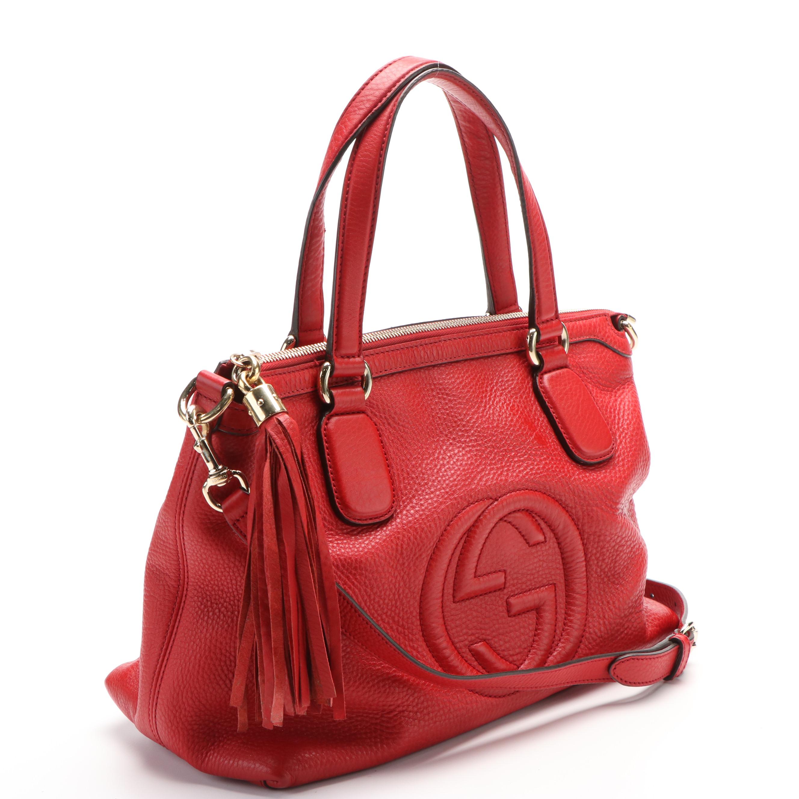 Gucci Soho Hobo Crossbody Tote in Red Leather