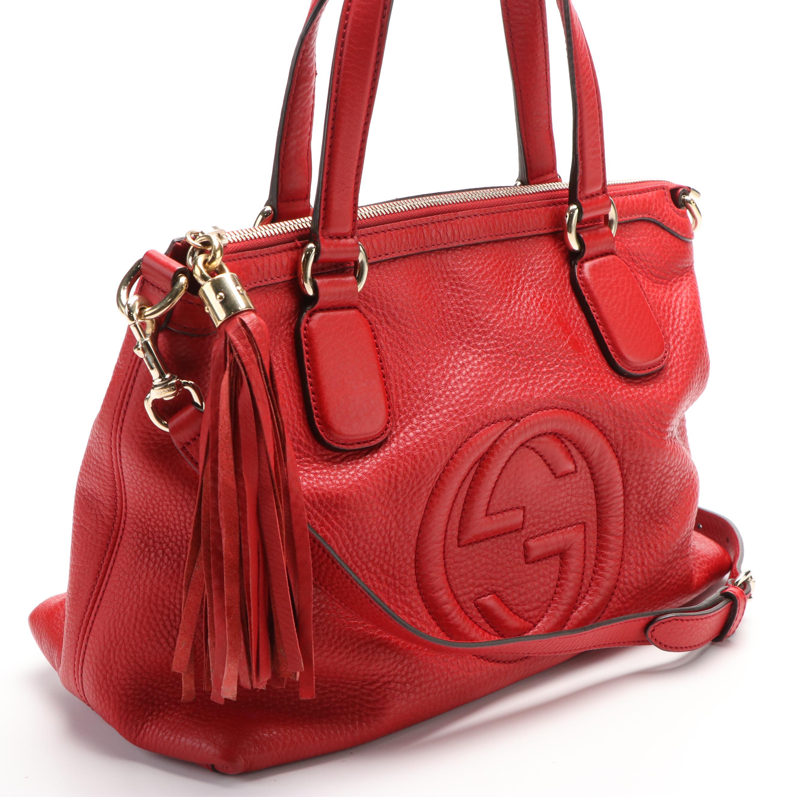 Gucci Soho Hobo Crossbody Tote in Red Leather