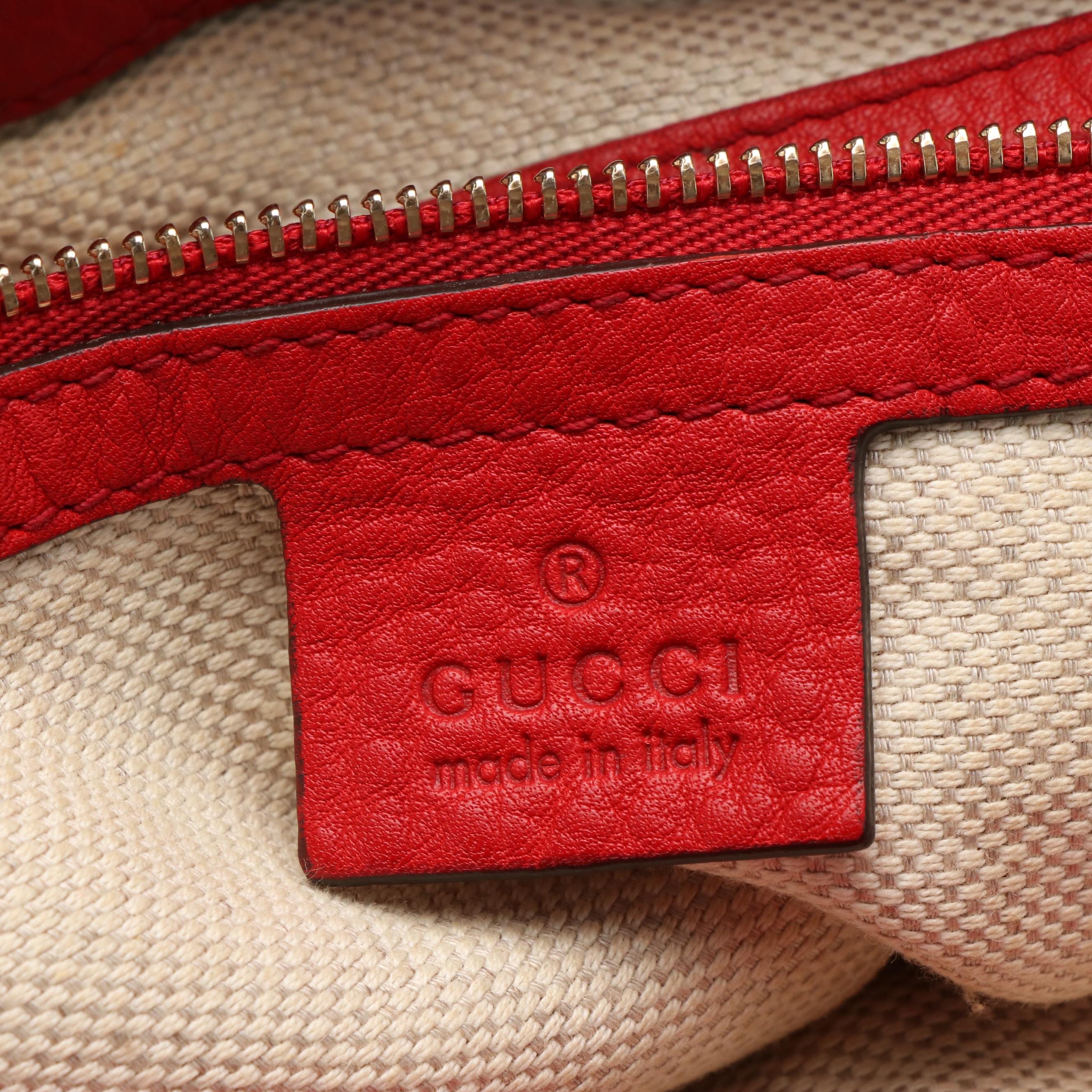 Gucci Soho Hobo Crossbody Tote in Red Leather