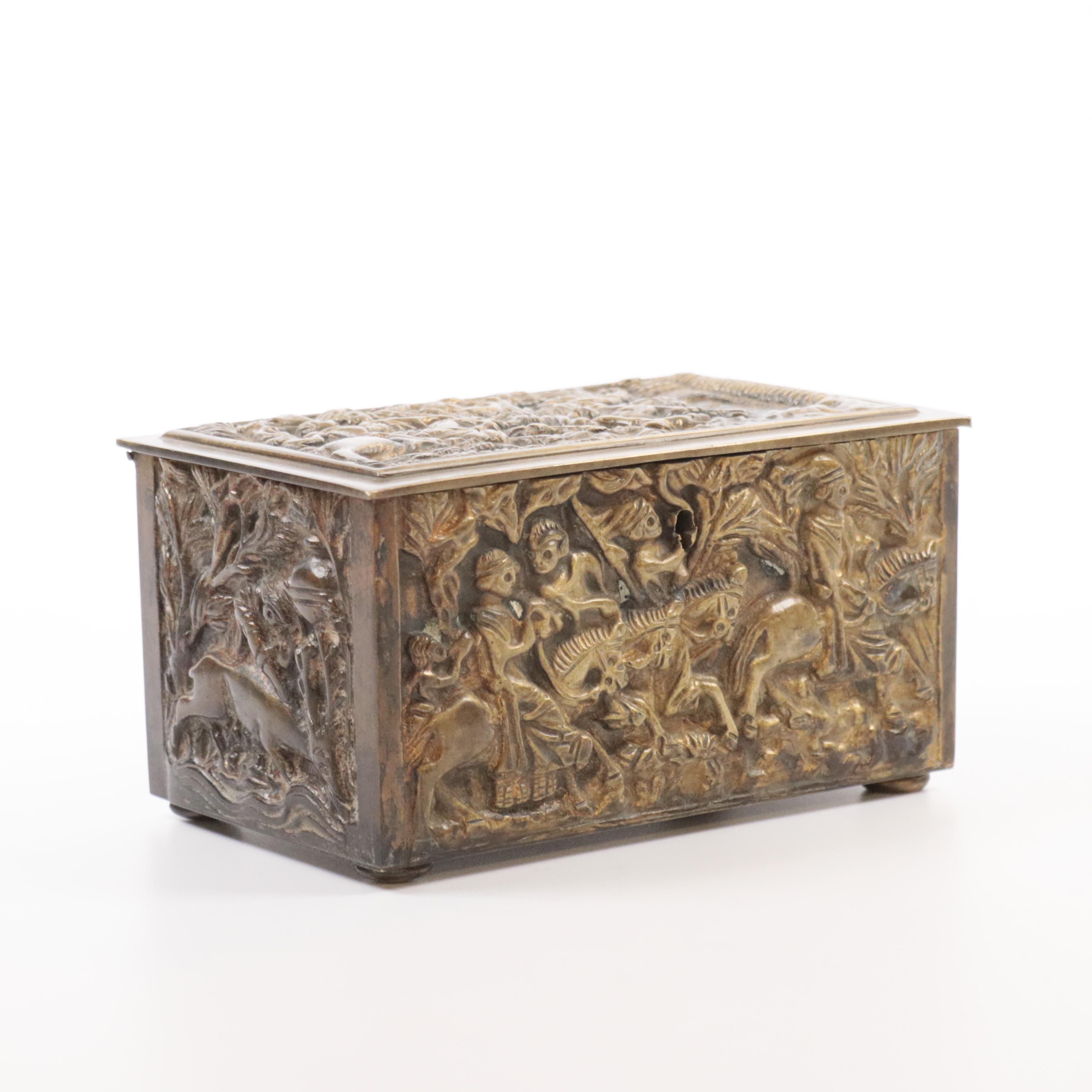Embossed Brass Casket Box