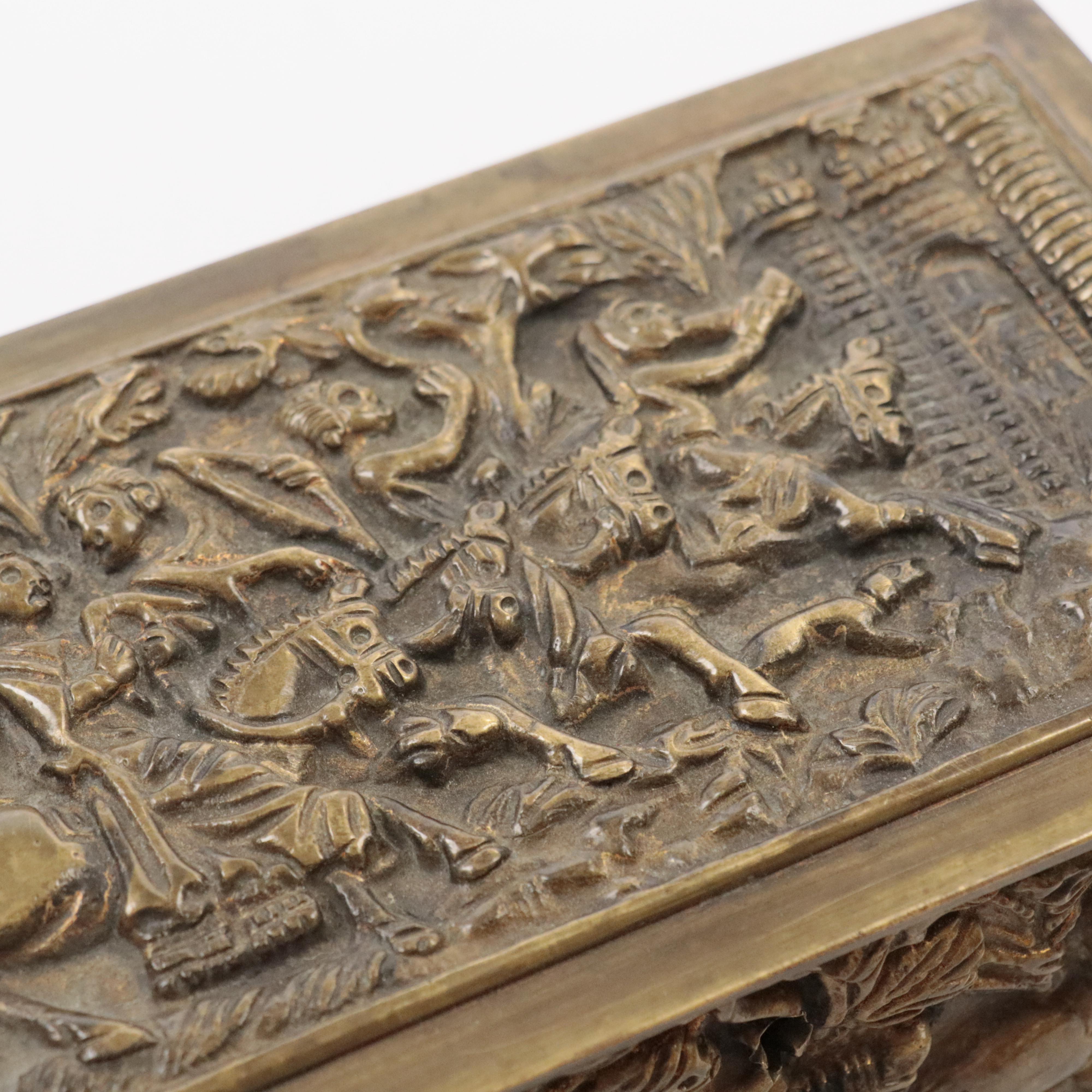 Embossed Brass Casket Box